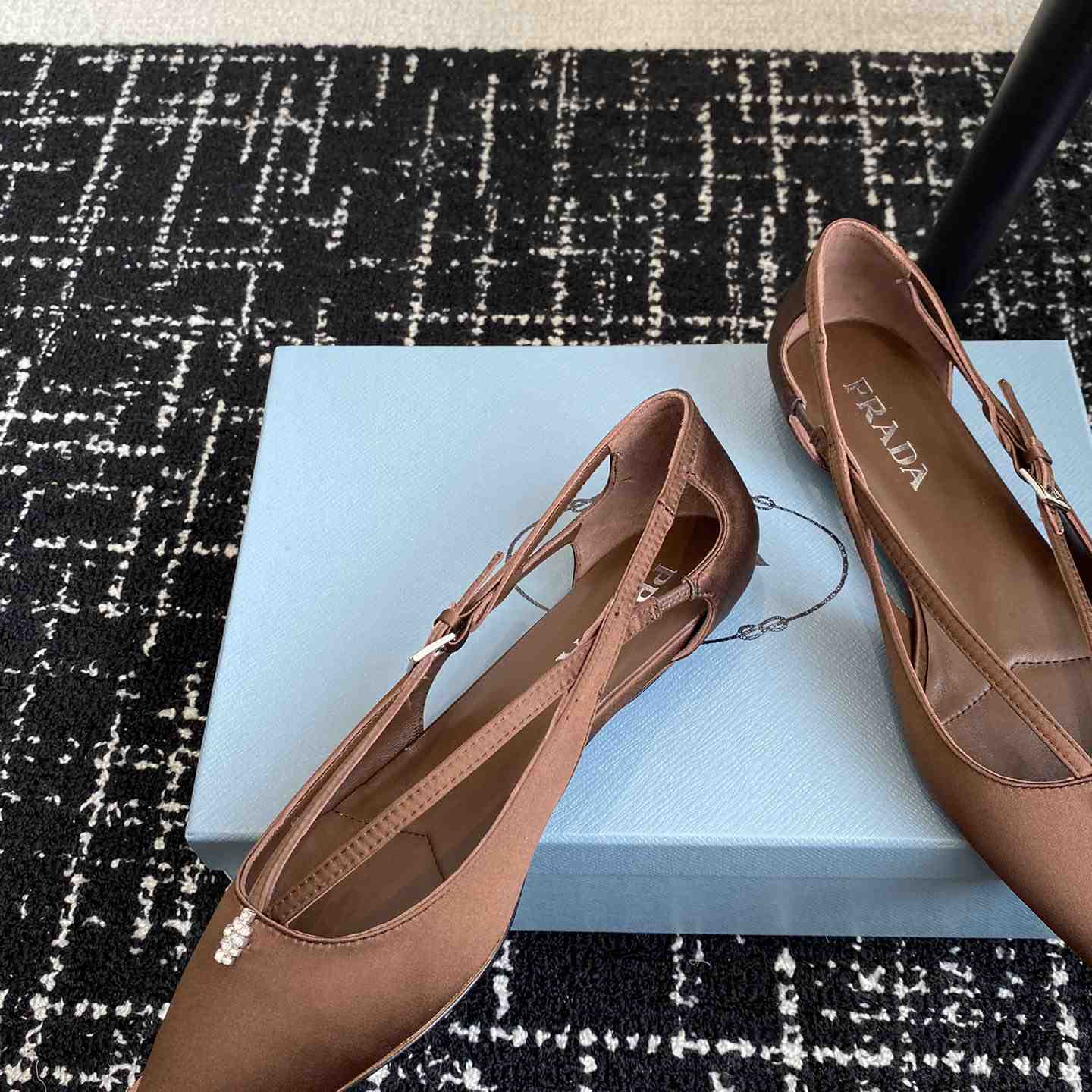 Prada Satin Crystal Embellishments Ballet Flats - DesignerGu