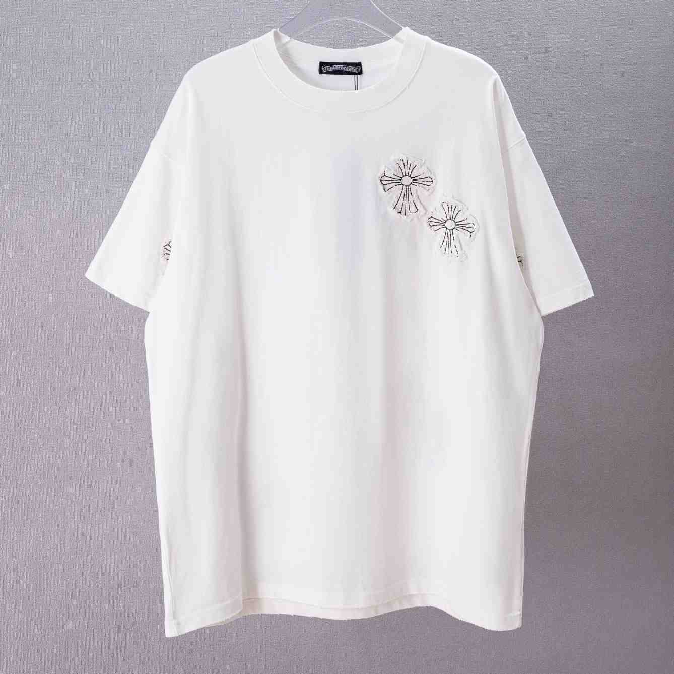 Chrome Hearts Cross Stitch Patchwork  T-Shirt 'White' - DesignerGu