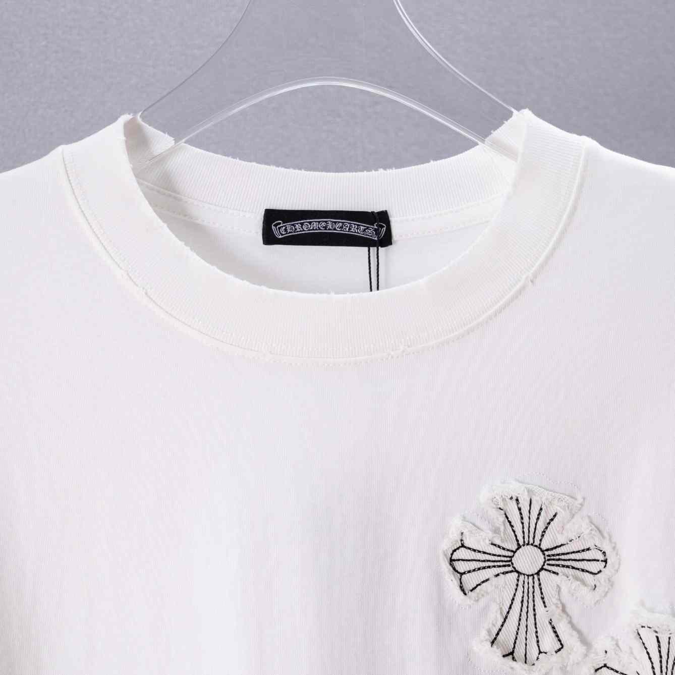 Chrome Hearts Cross Stitch Patchwork  T-Shirt 'White' - DesignerGu