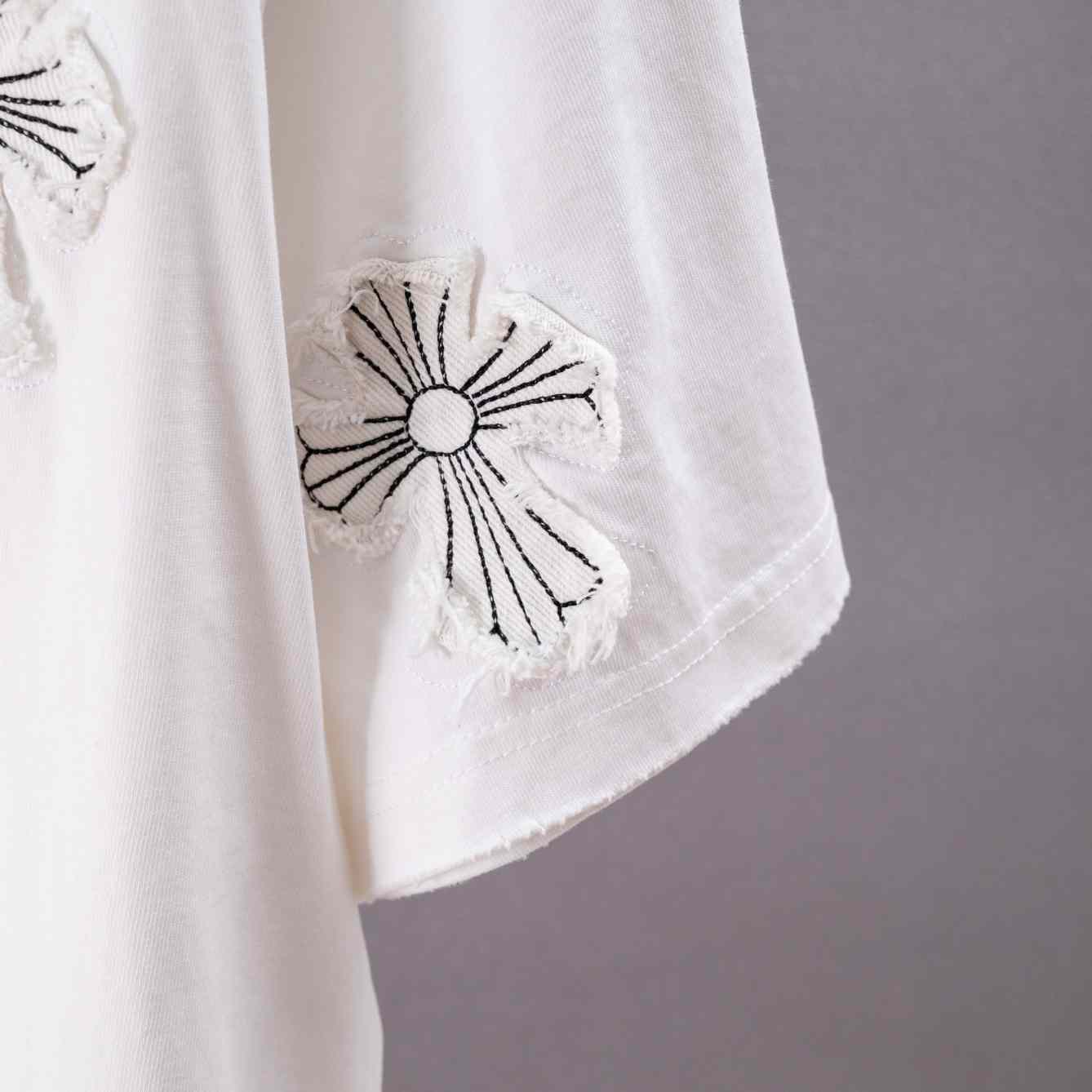 Chrome Hearts Cross Stitch Patchwork  T-Shirt 'White' - DesignerGu