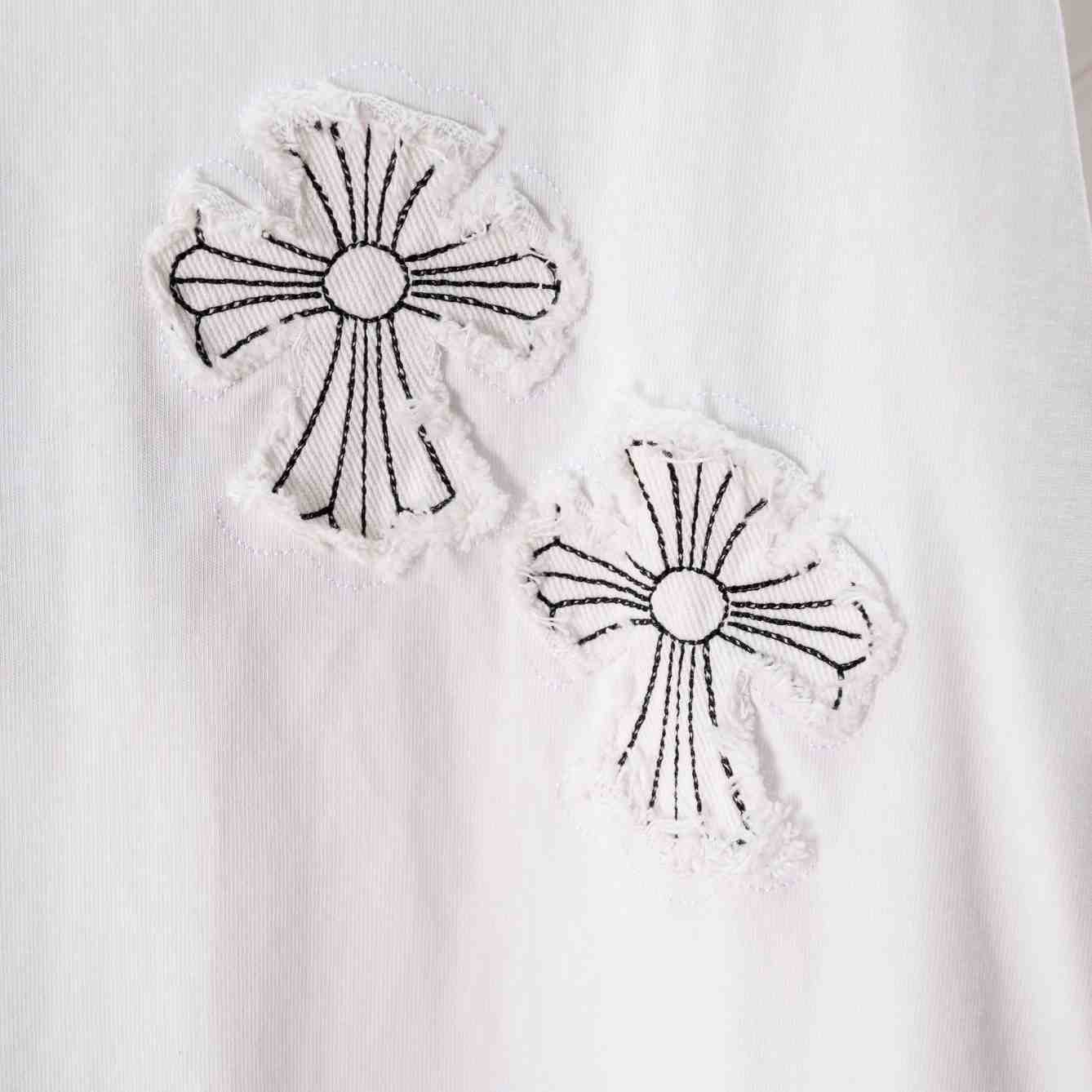 Chrome Hearts Cross Stitch Patchwork  T-Shirt 'White' - DesignerGu