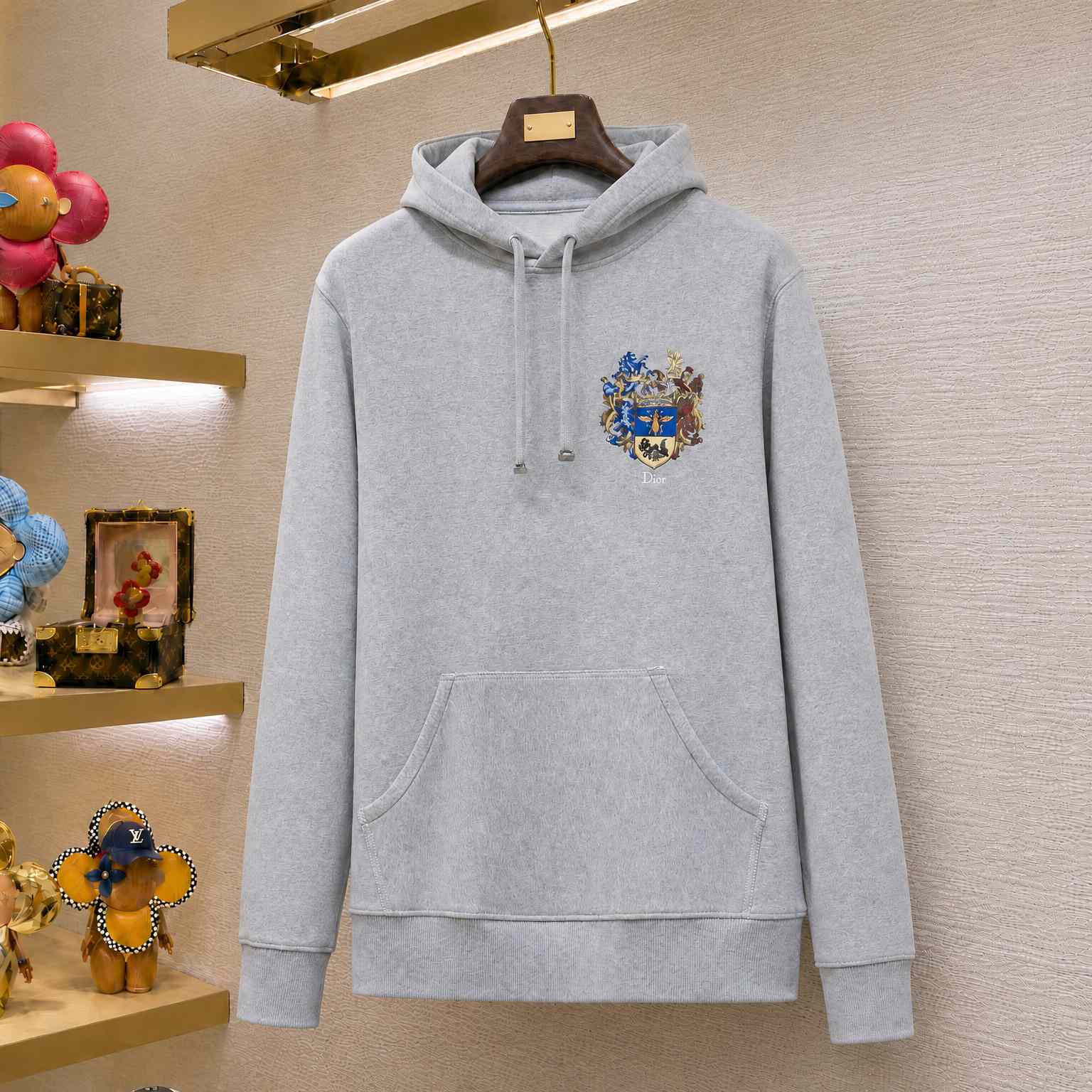 Dior Hooded Sweatshirt with Dior Blason Embroidery, Relaxed Fit - DesignerGu