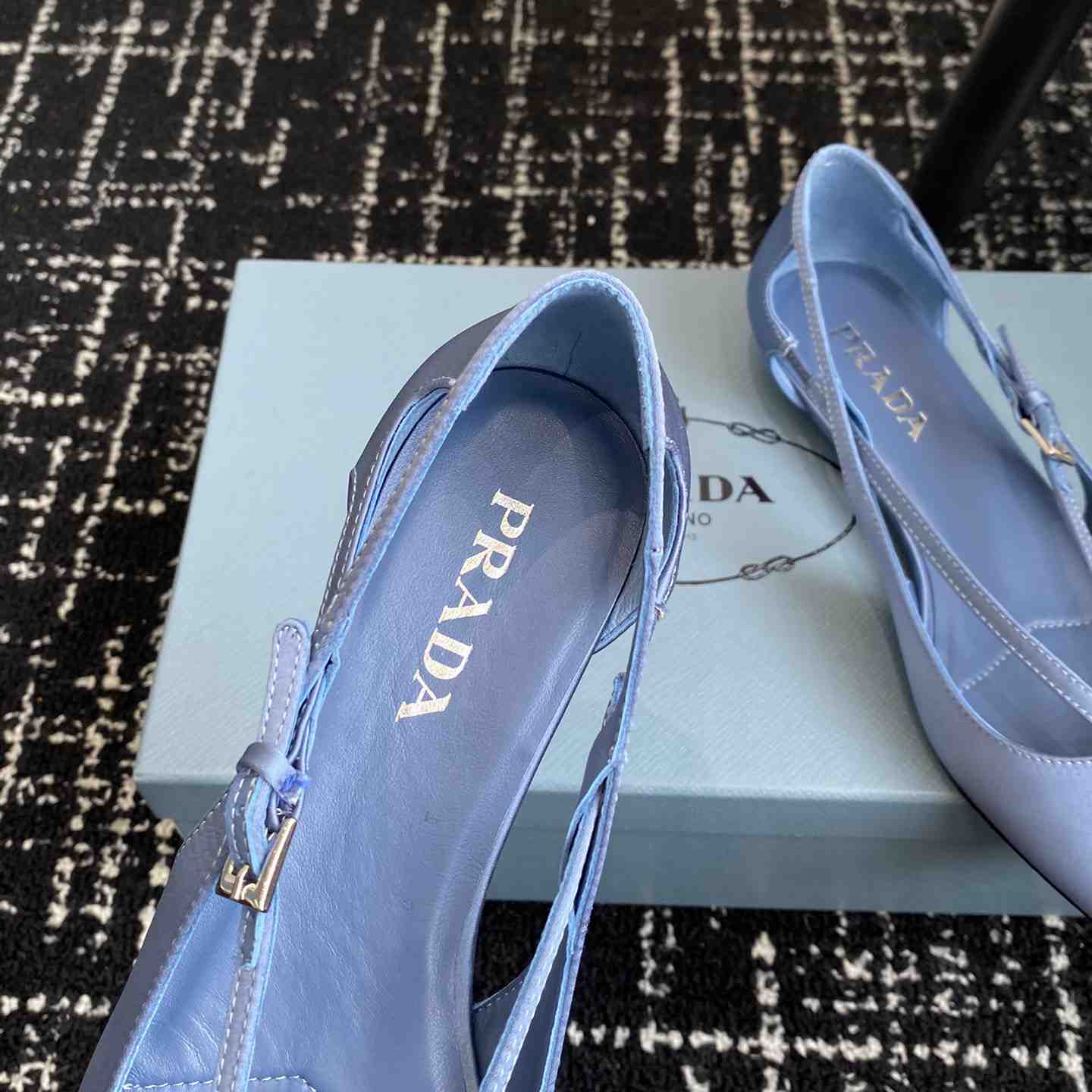 Prada Satin Crystal Embellishments Ballet Flats - DesignerGu