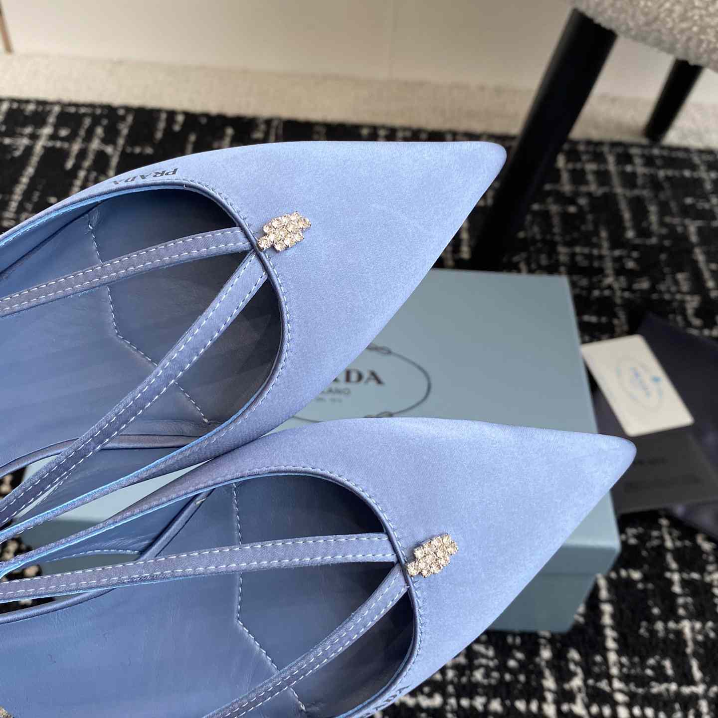 Prada Satin Crystal Embellishments Ballet Flats - DesignerGu