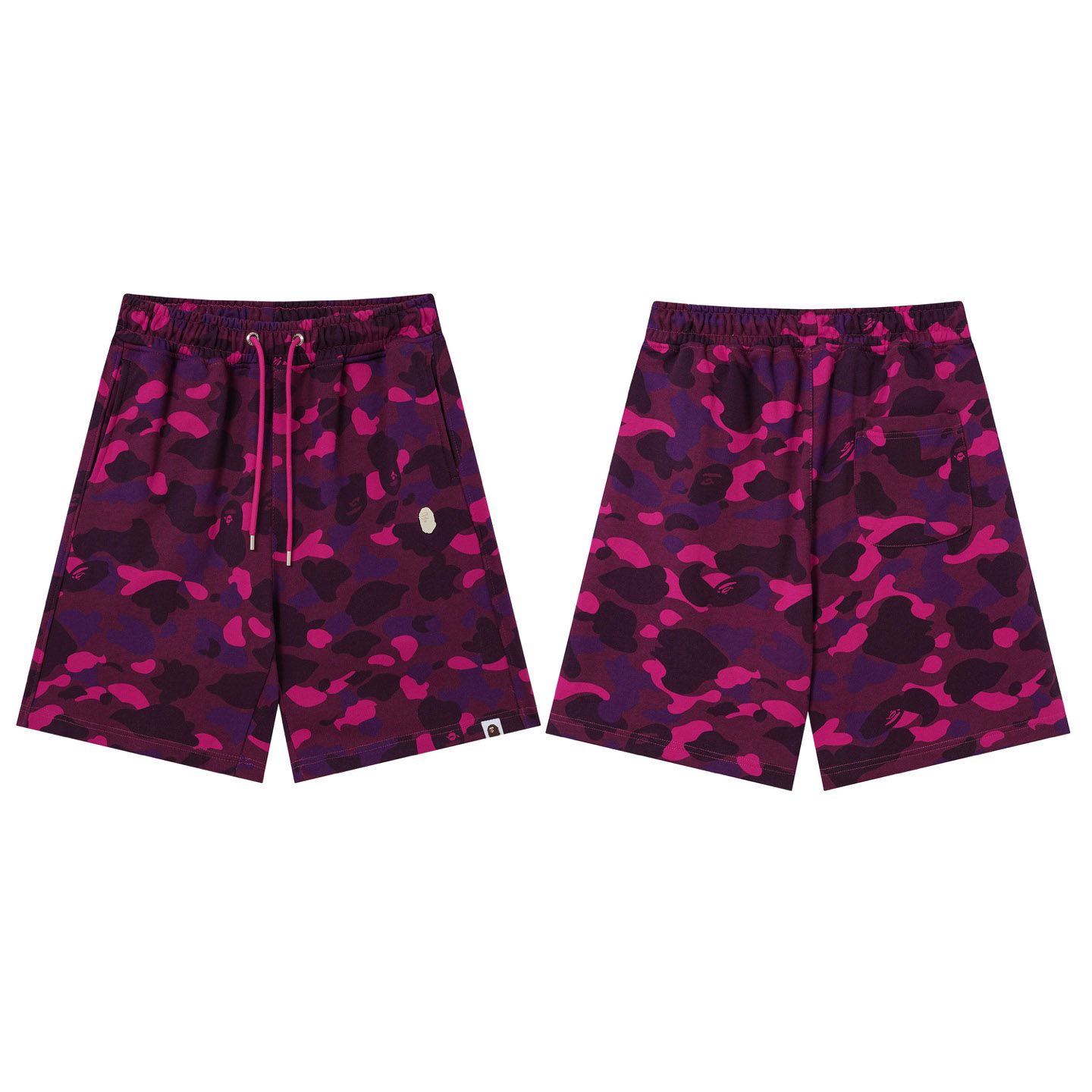 Bape Color Camo Metal Ape Head Relaxed Fit Sweat Shorts  - DesignerGu