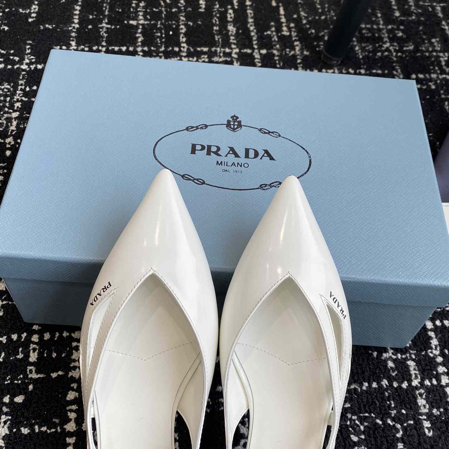 Prada Leather Cutout Ballerina Shoes - DesignerGu