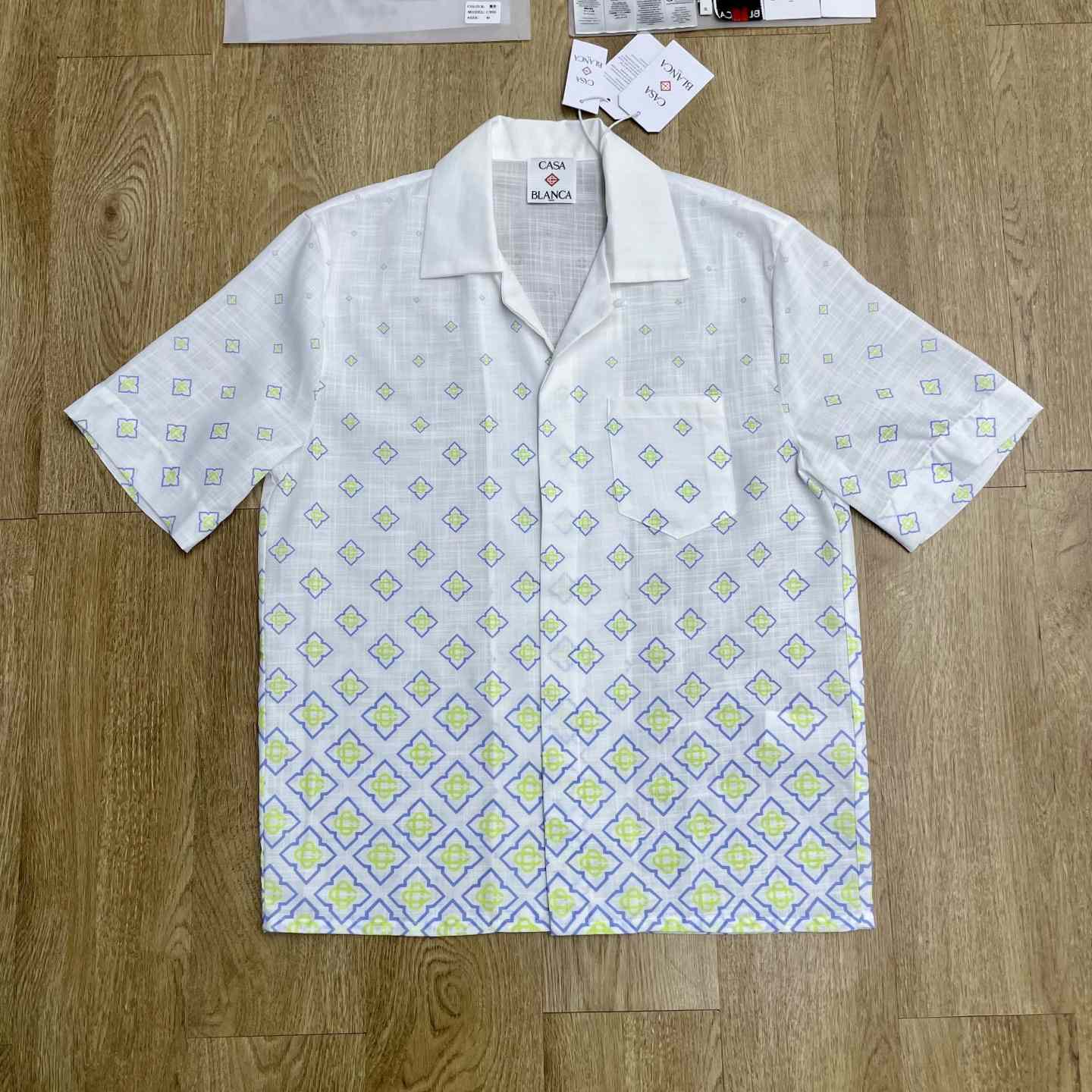 Casablanca Degrade Monogram Short Sleeve Linen Shirt CA3582 - DesignerGu