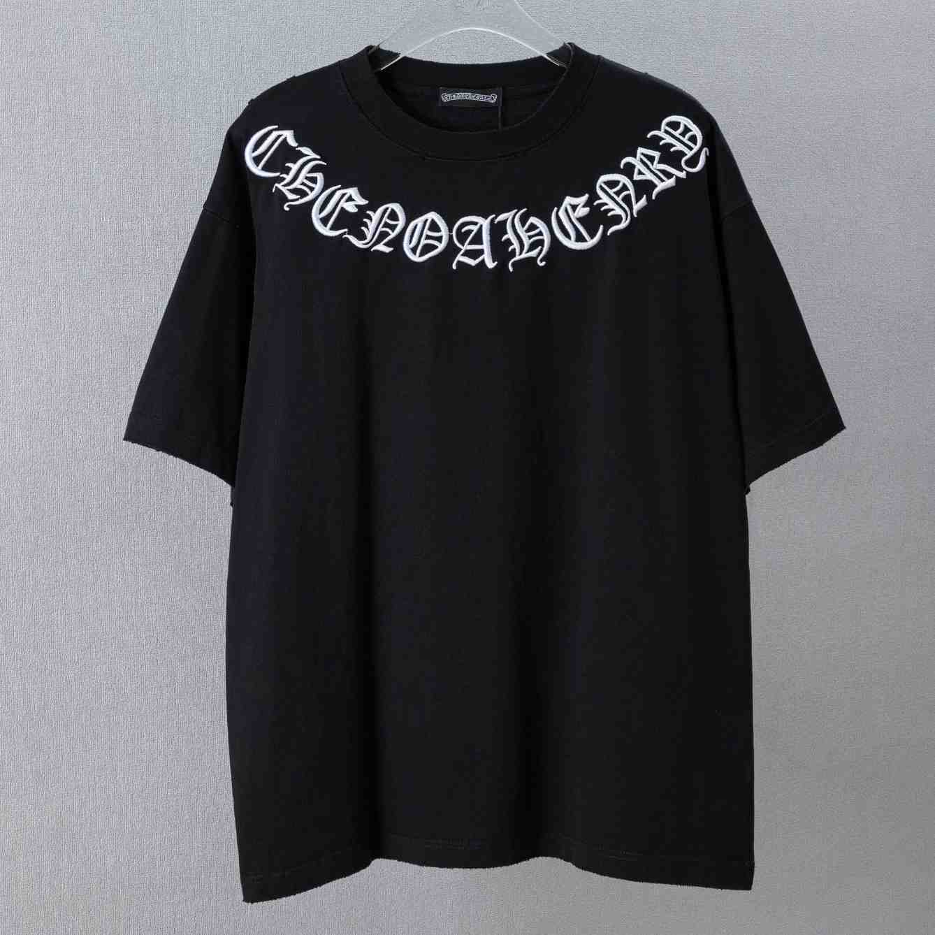 Chrome Hearts Embroidered Round Neck Short Sleeve Shirt 'Black' - DesignerGu
