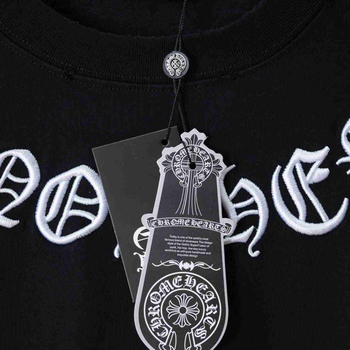 Chrome Hearts Embroidered Round Neck Short Sleeve Shirt 'Black' - DesignerGu