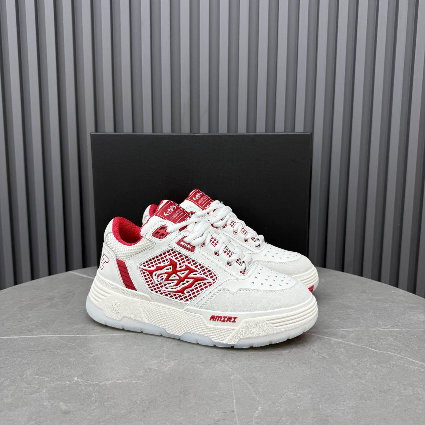 Amiri White & Red MA-94 Sneakers - DesignerGu