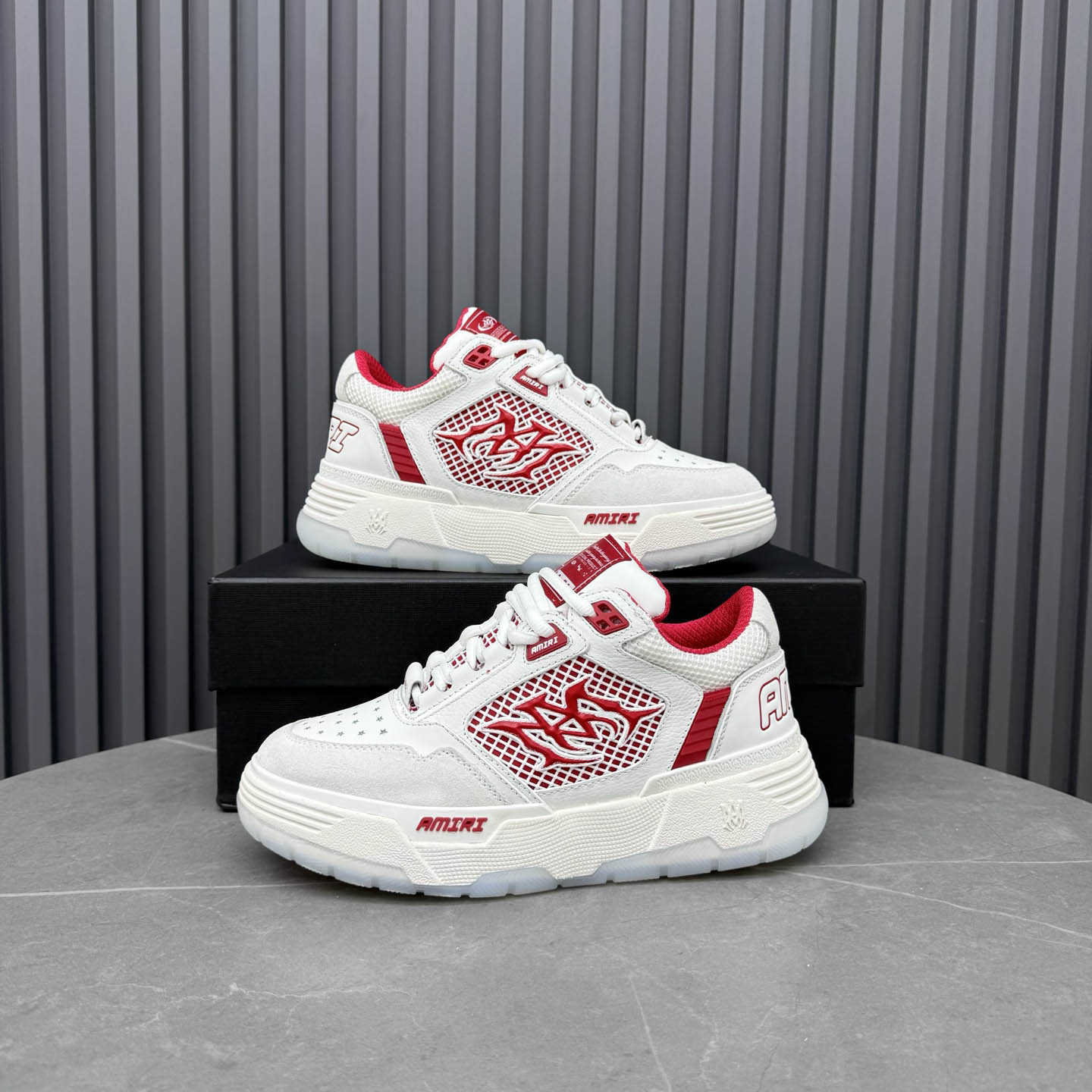 Amiri White & Red MA-94 Sneakers - DesignerGu