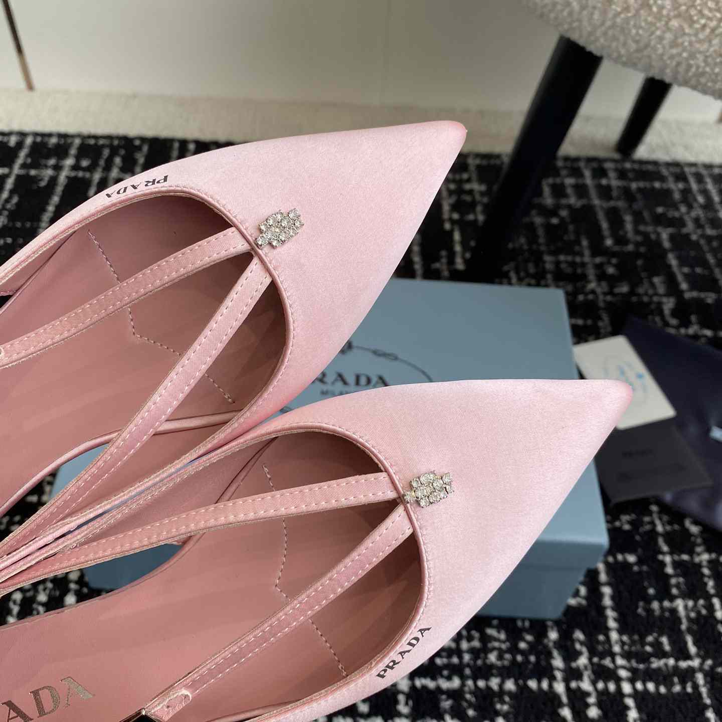 Prada Satin Crystal Embellishments Ballet Flats - DesignerGu