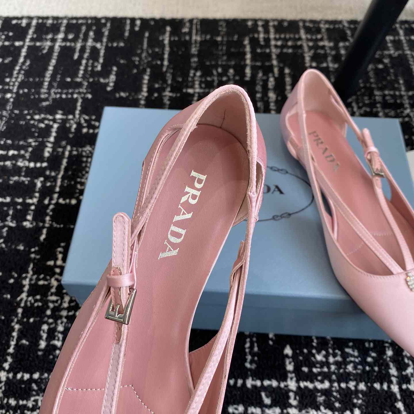 Prada Satin Crystal Embellishments Ballet Flats - DesignerGu