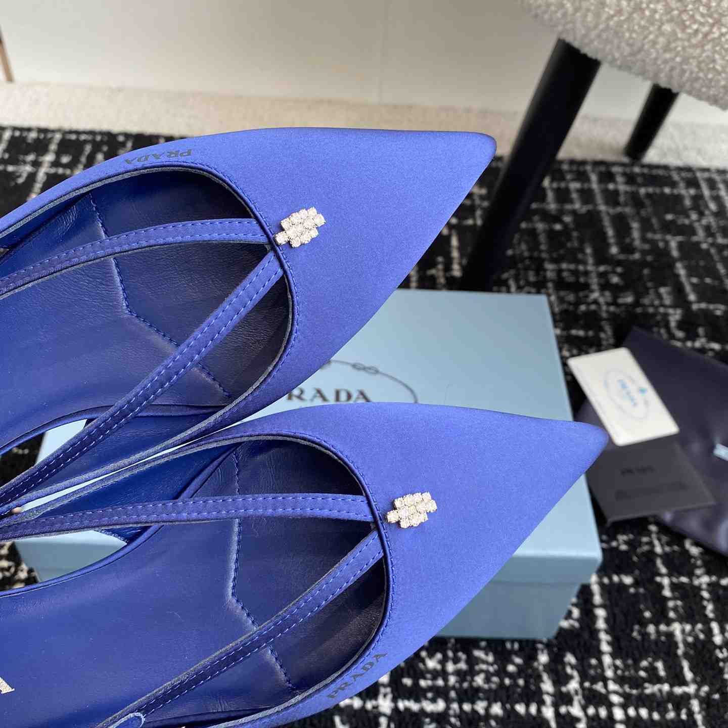 Prada Satin Crystal Embellishments Ballet Flats - DesignerGu