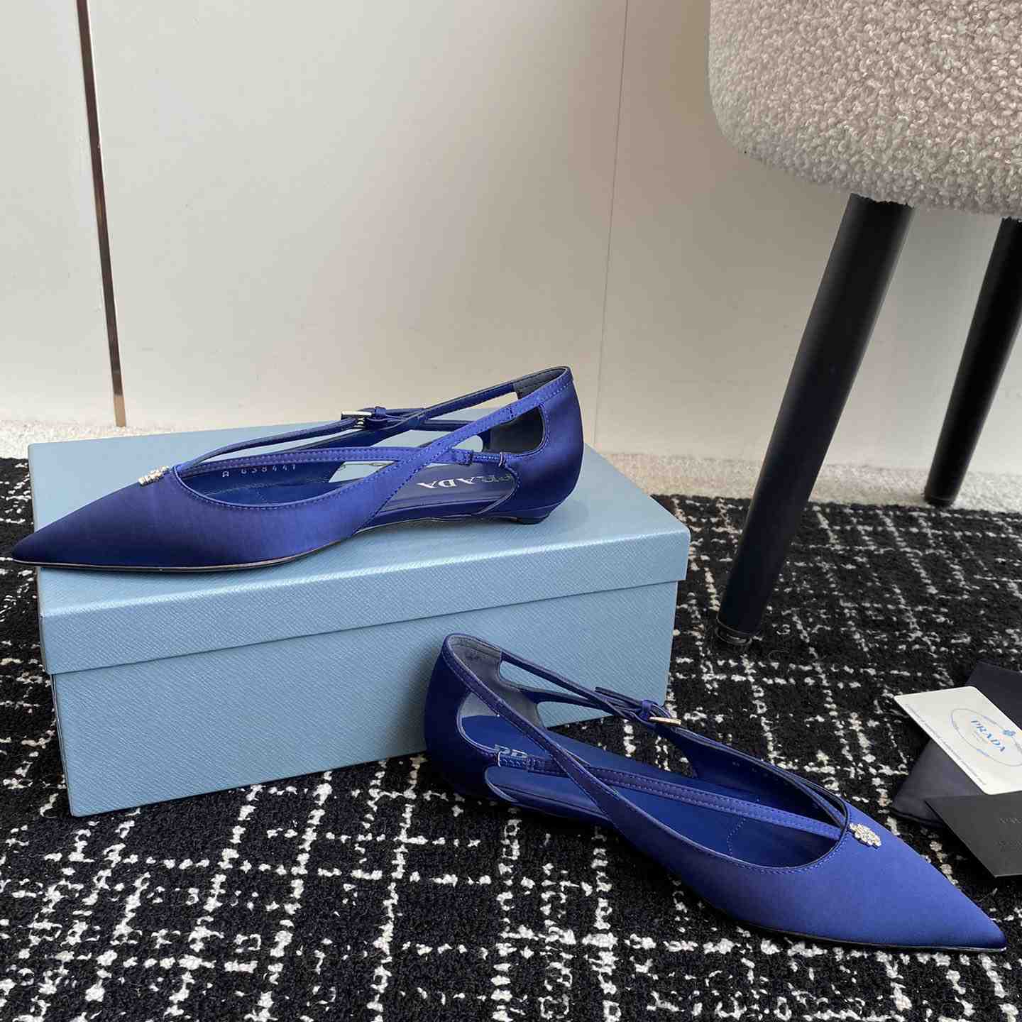 Prada Satin Crystal Embellishments Ballet Flats - DesignerGu