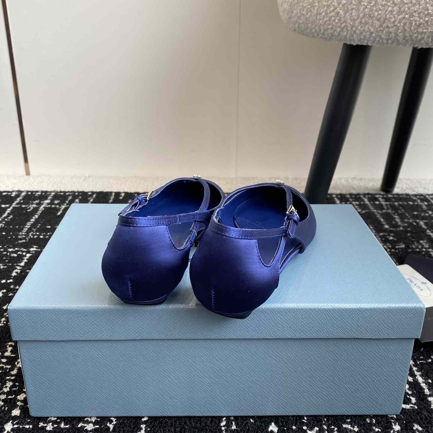 Prada Satin Crystal Embellishments Ballet Flats - DesignerGu