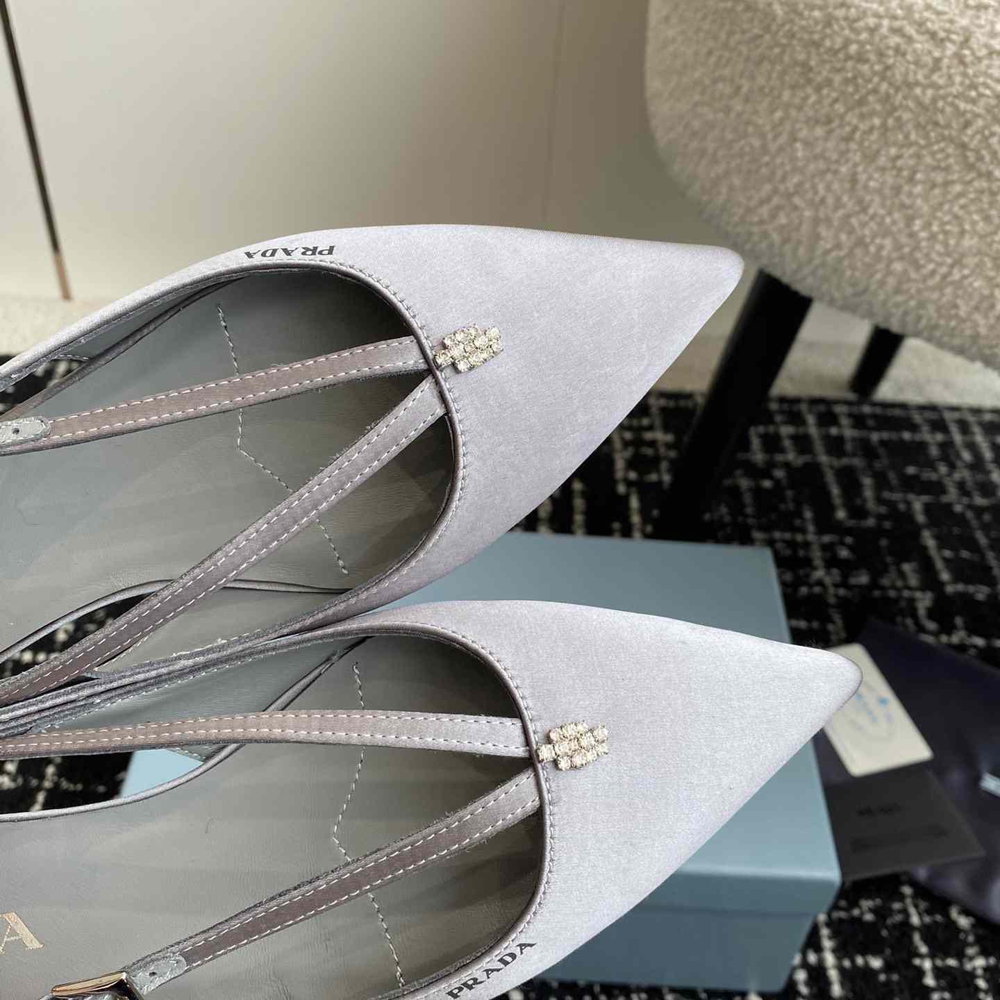 Prada Satin Crystal Embellishments Ballet Flats - DesignerGu