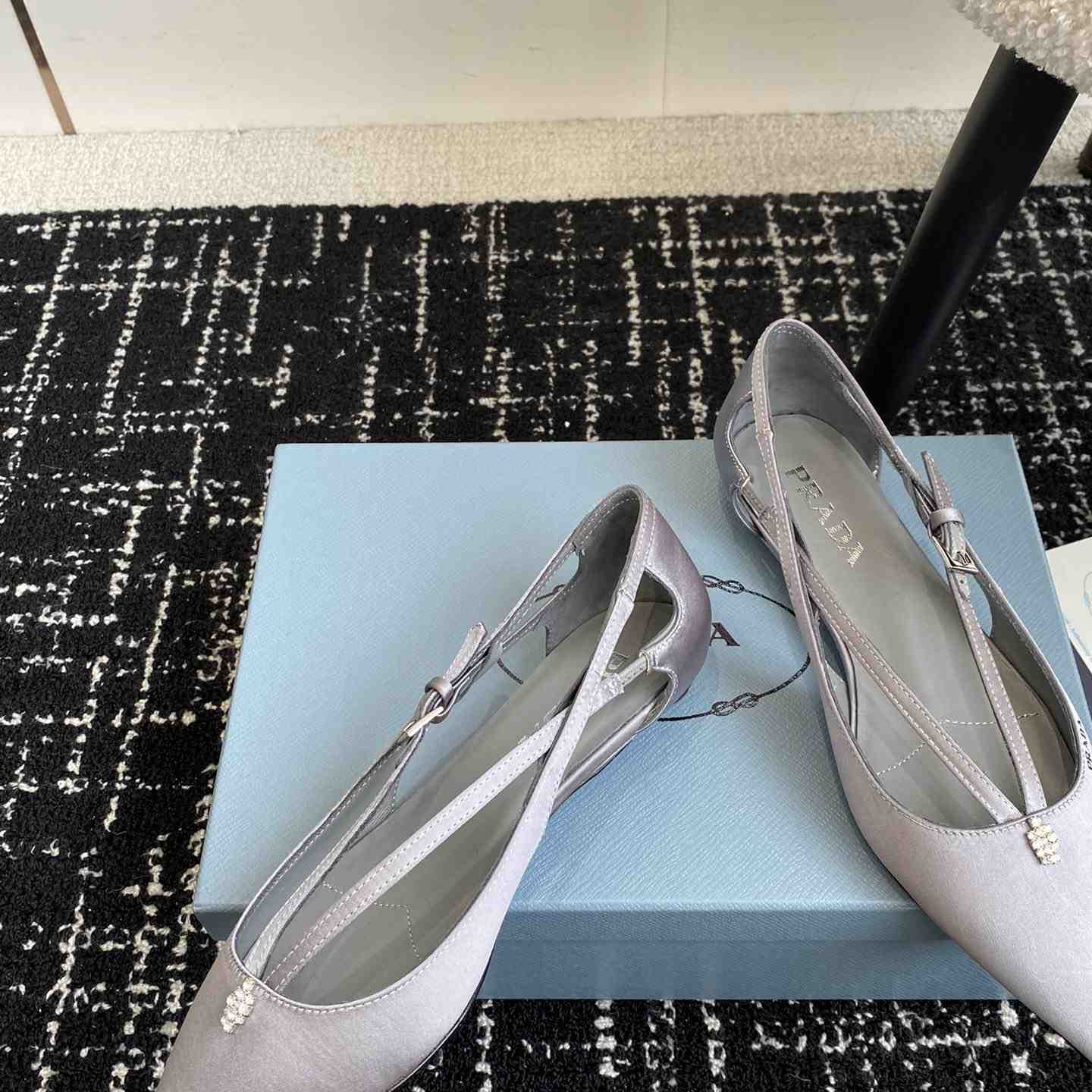 Prada Satin Crystal Embellishments Ballet Flats - DesignerGu