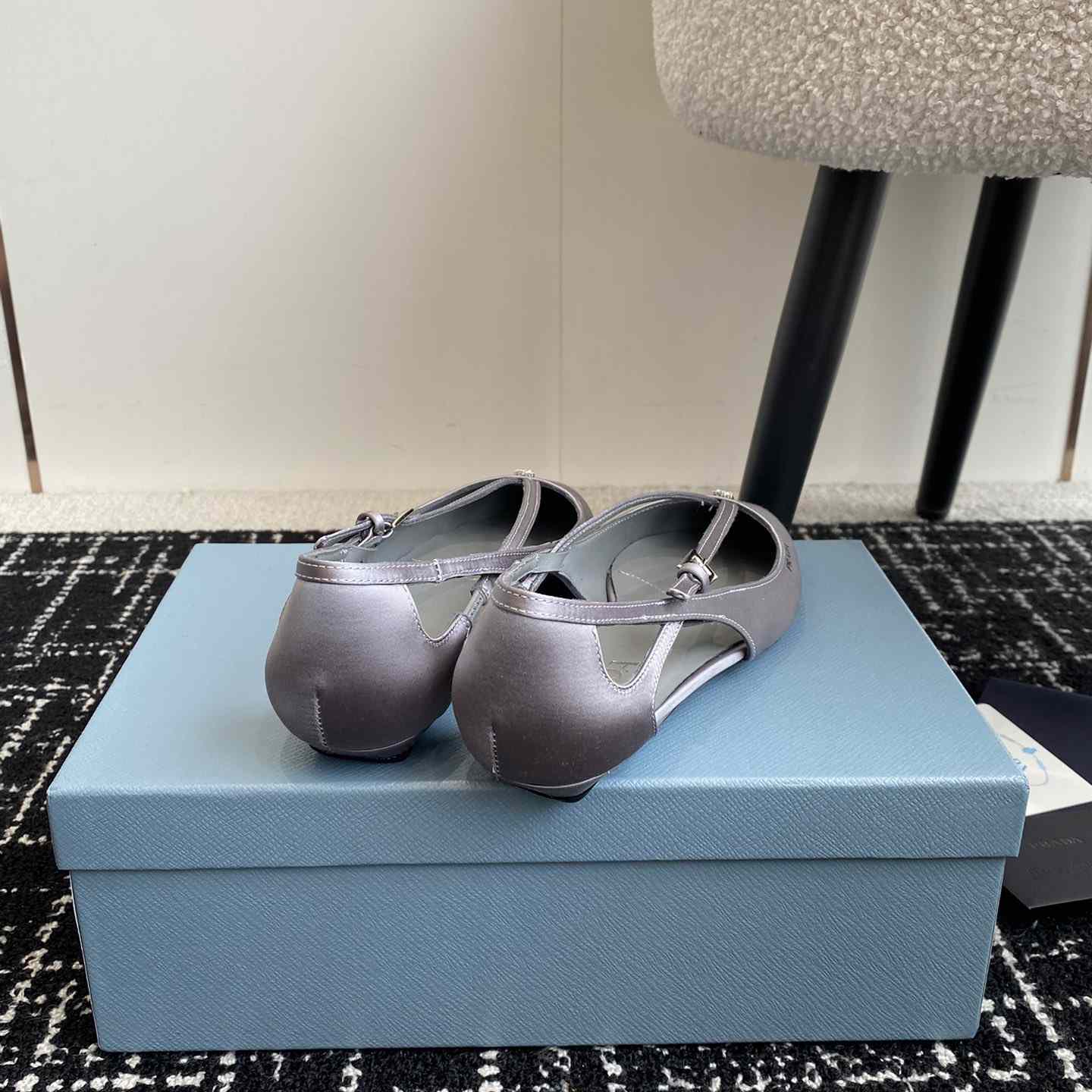 Prada Satin Crystal Embellishments Ballet Flats - DesignerGu