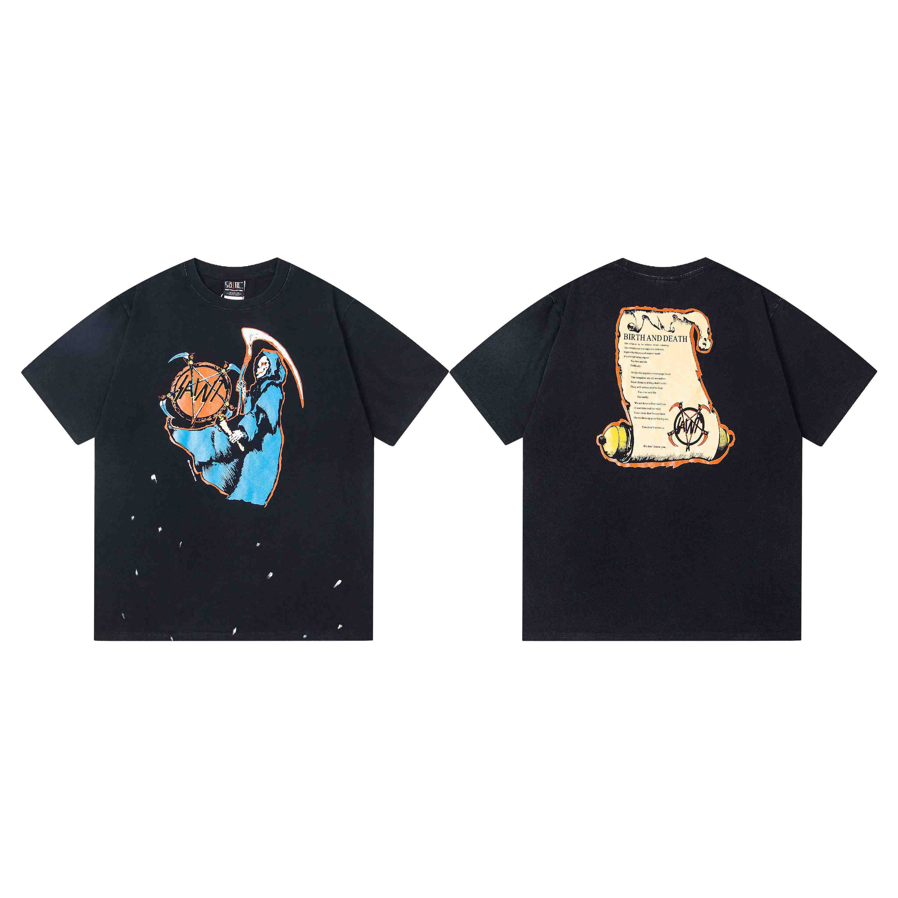 Saint Michael Birth & Death T-Shirt 'Black' - DesignerGu