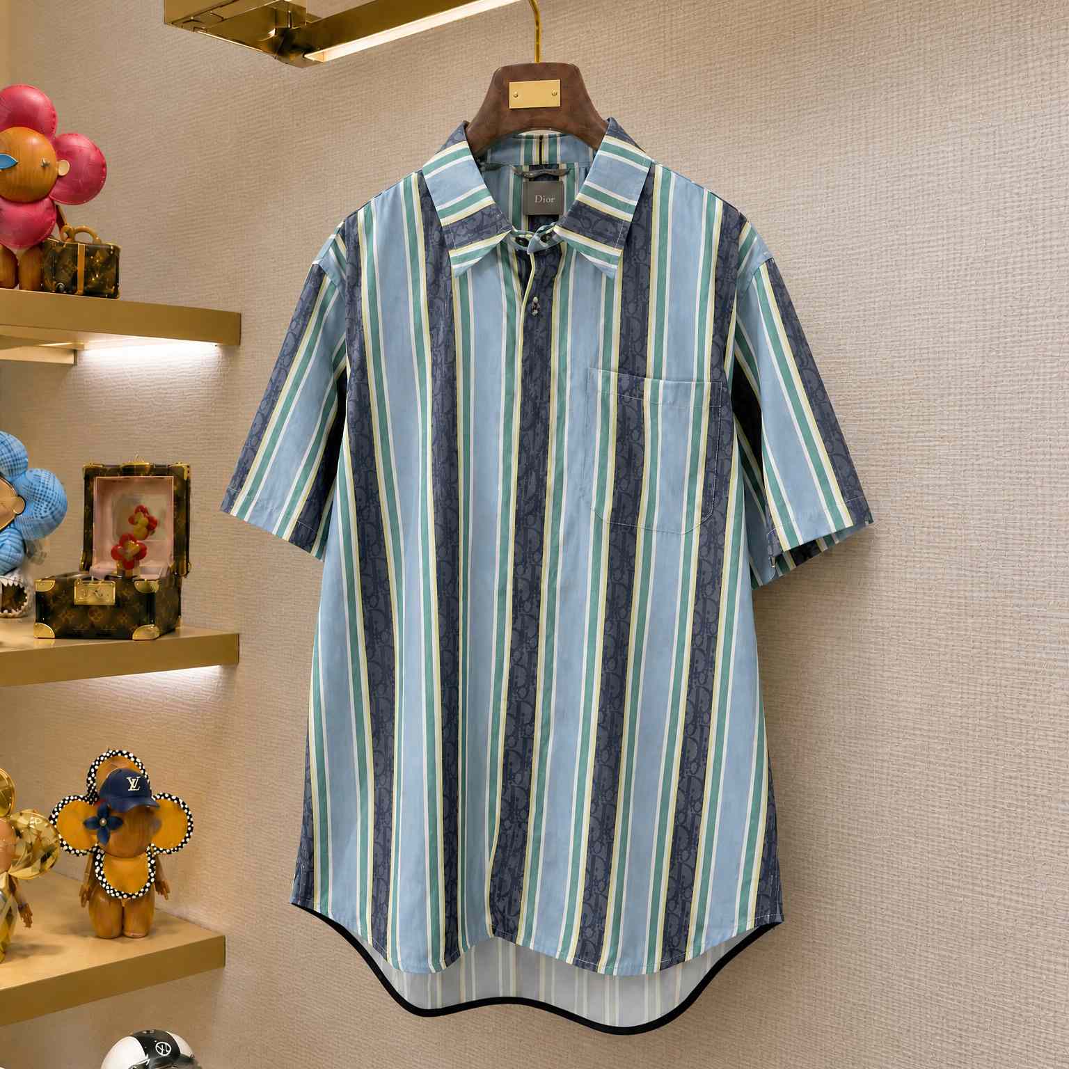 Dior Dioriviera Dior Oblique Sun Stripes Short-Sleeved Shirt - DesignerGu