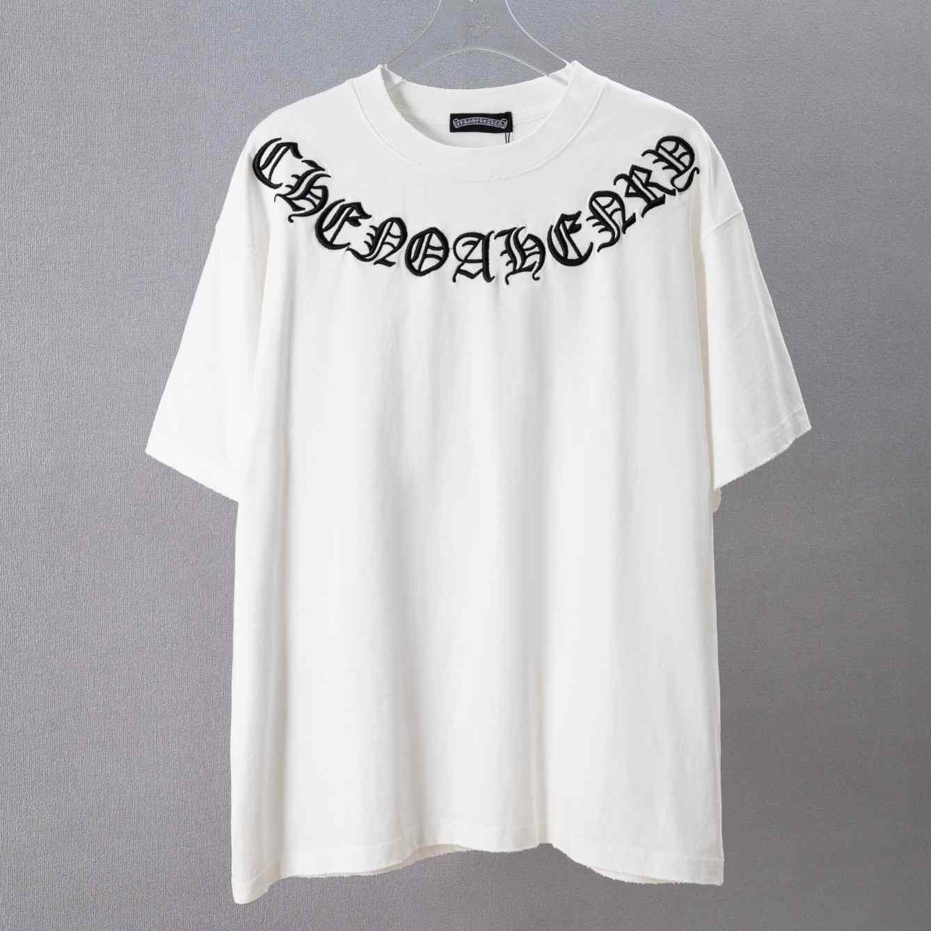 Chrome Hearts Embroidered Round Neck Short Sleeve Shirt 'White' - DesignerGu
