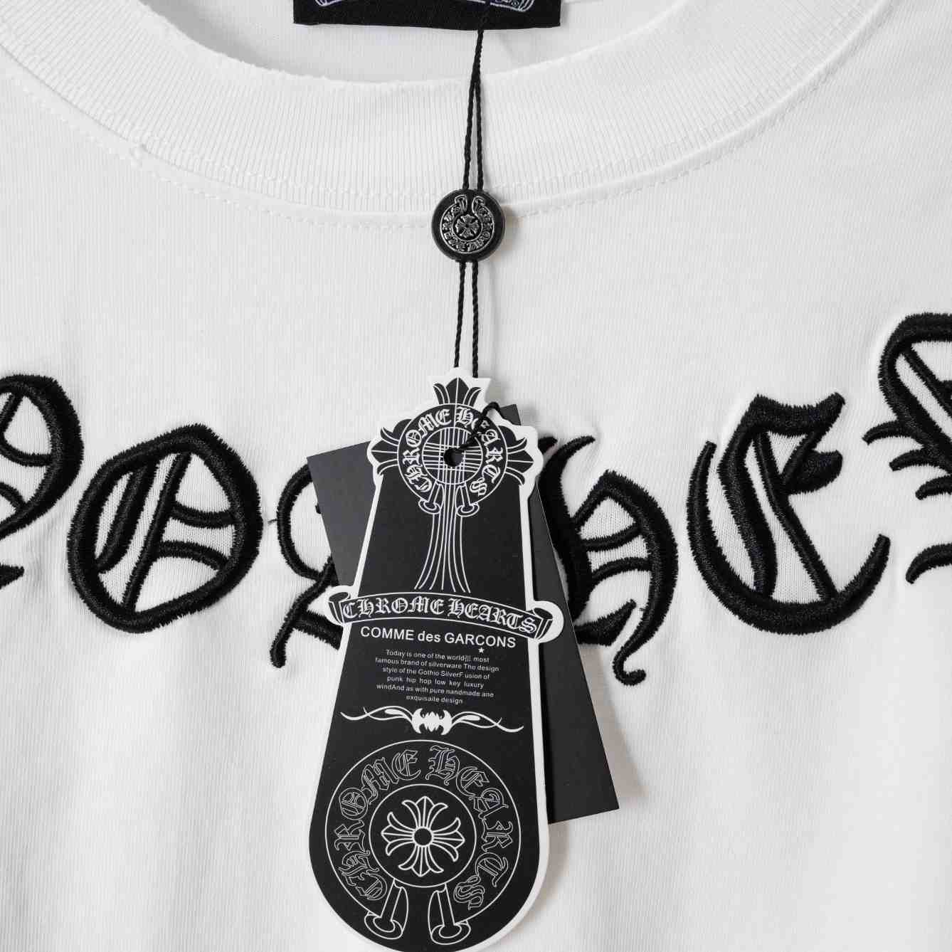 Chrome Hearts Embroidered Round Neck Short Sleeve Shirt 'White' - DesignerGu