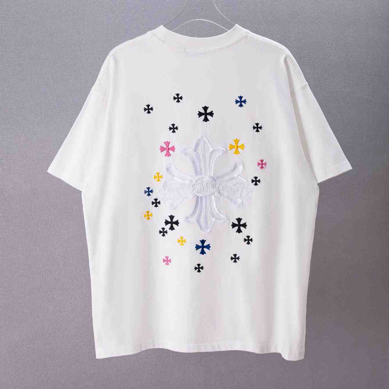 Chrome Hearts Colorful  Cross Embroidery T-Shirt 'White' - DesignerGu