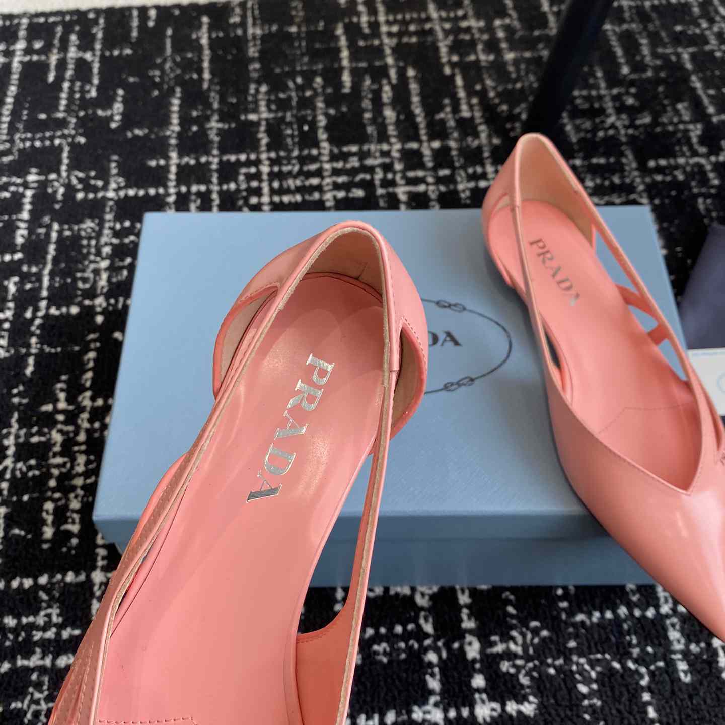 Prada Leather Cutout Ballerina Shoes - DesignerGu