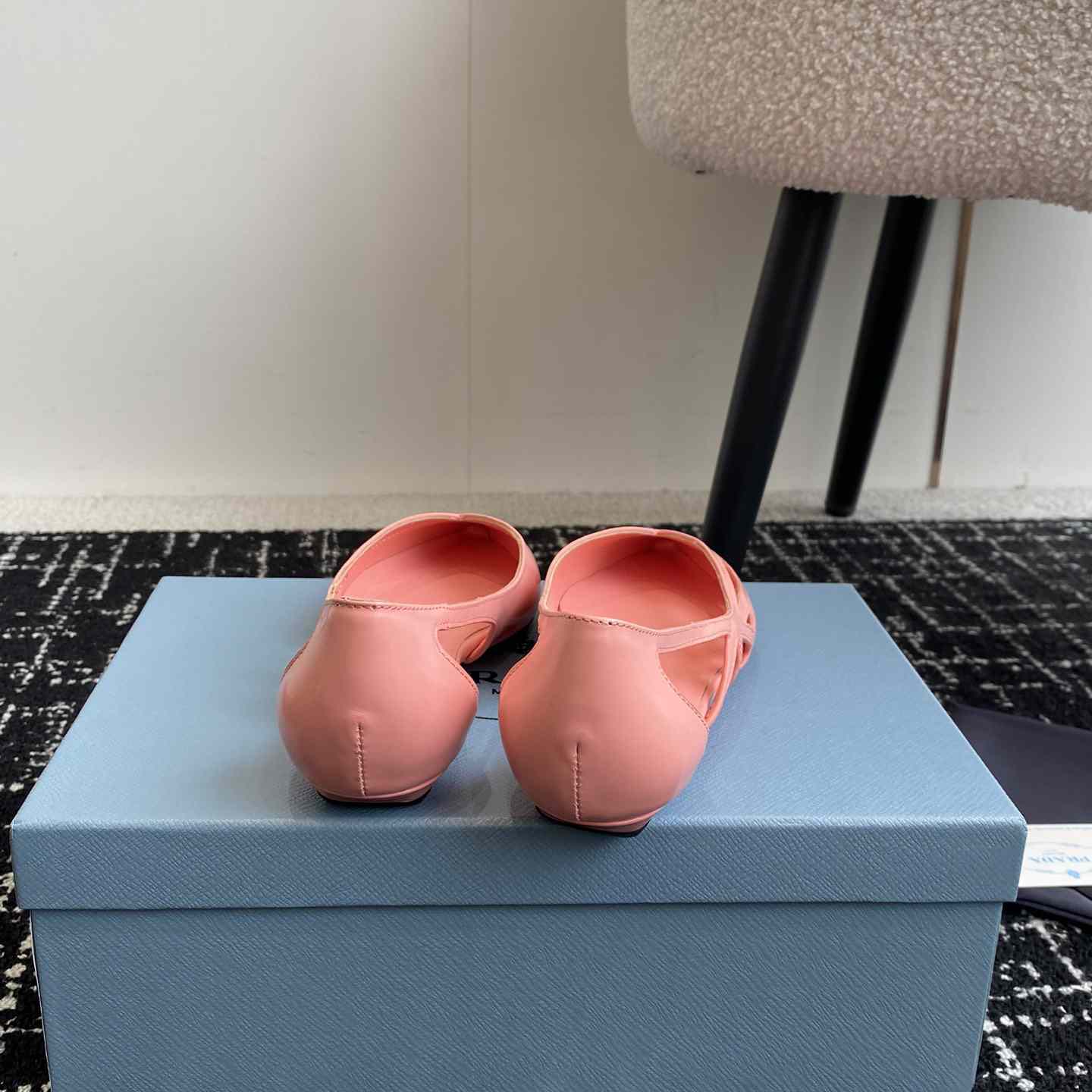 Prada Leather Cutout Ballerina Shoes - DesignerGu