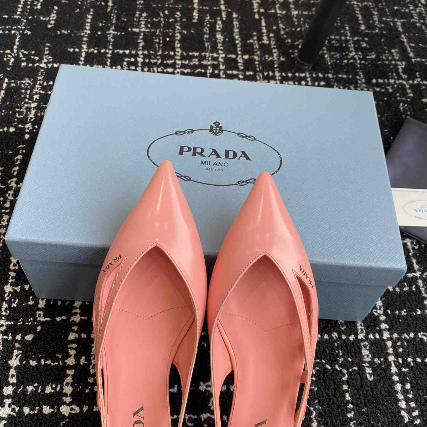 Prada Leather Cutout Ballerina Shoes - DesignerGu