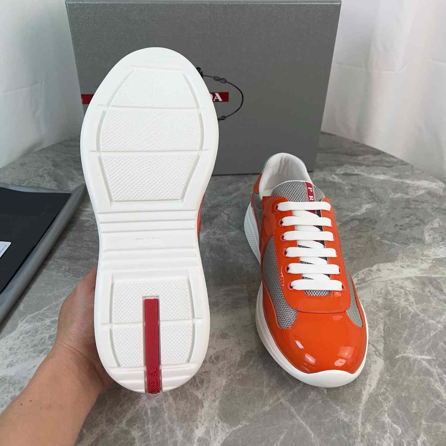 Prada Patent Leather And Technical Fabric Prada America's Cup Sneakers(upon uk size) - DesignerGu