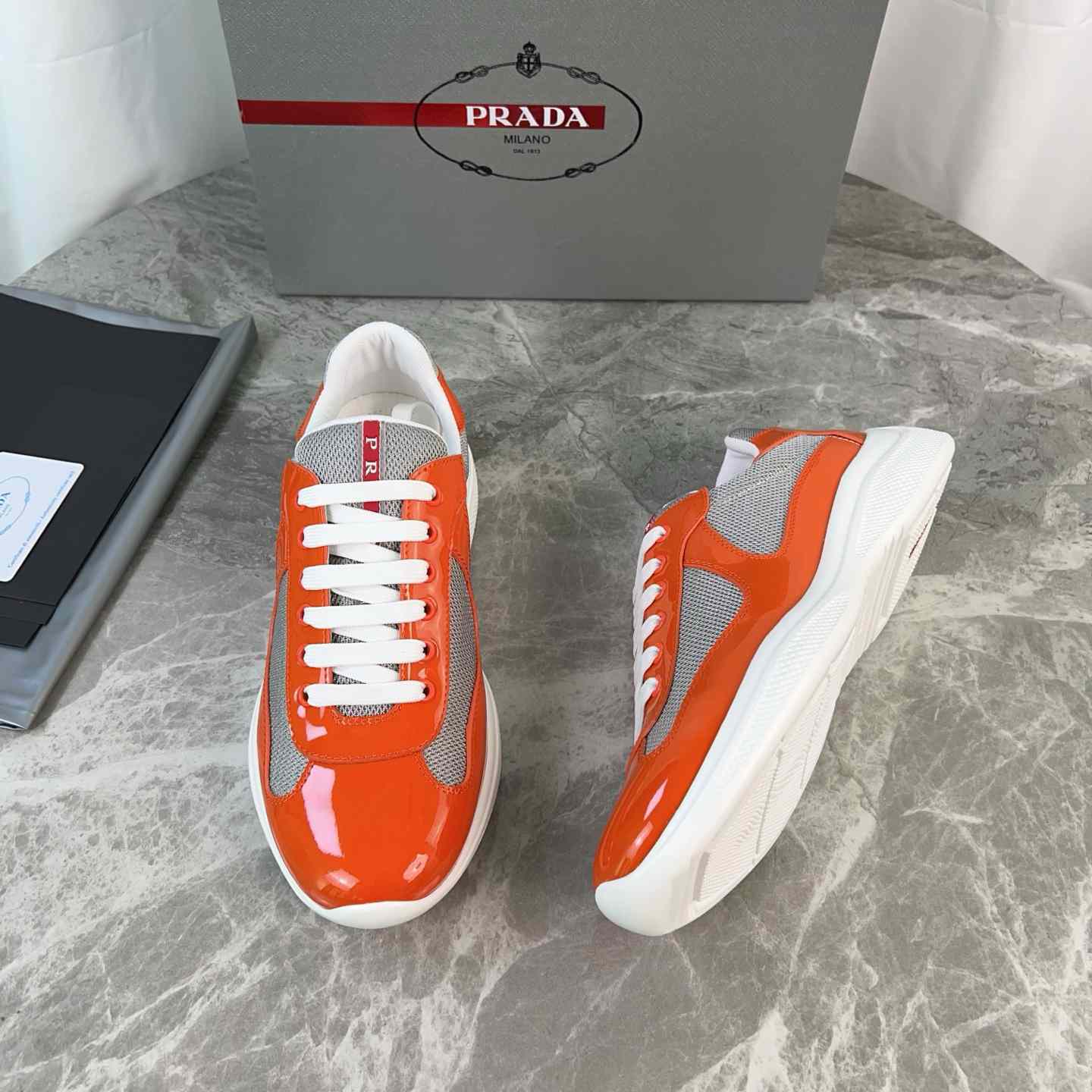 Prada Patent Leather And Technical Fabric Prada America's Cup Sneakers(upon uk size) - DesignerGu