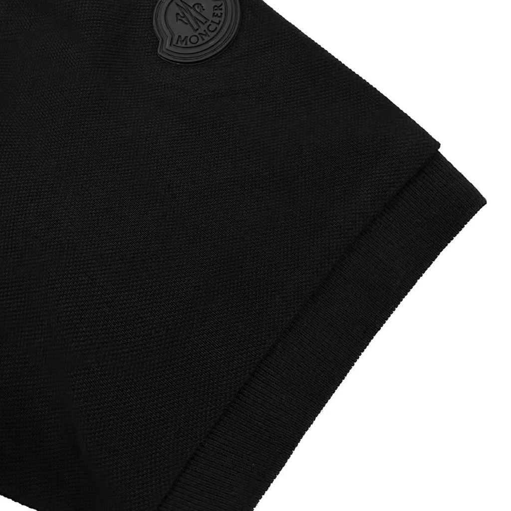 Moncler Black Logo Cotton Piquet Polo - DesignerGu