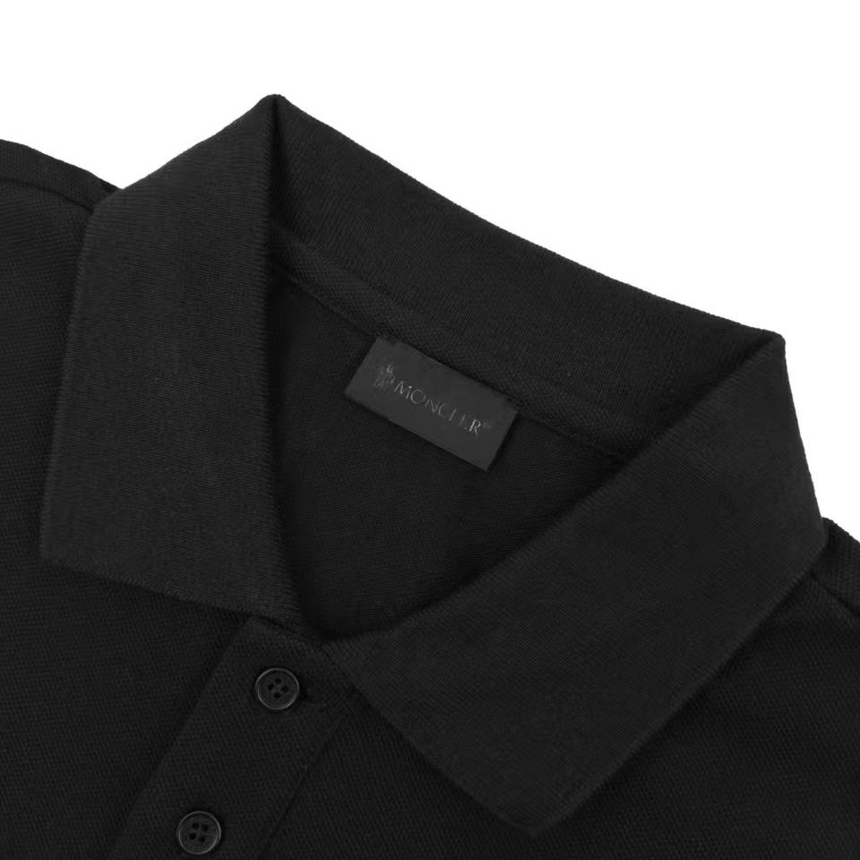 Moncler Black Logo Cotton Piquet Polo - DesignerGu