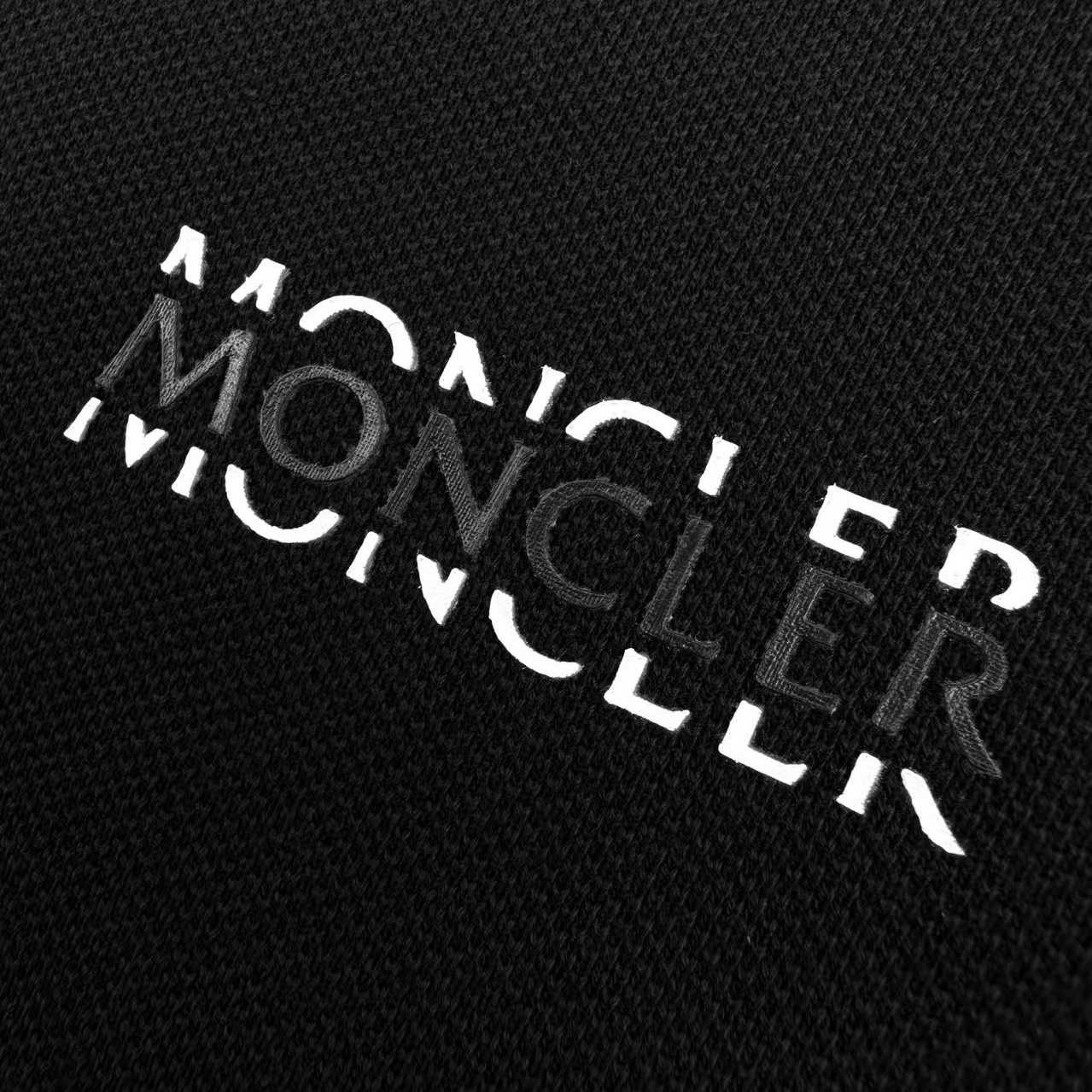 Moncler Black Logo Cotton Piquet Polo - DesignerGu