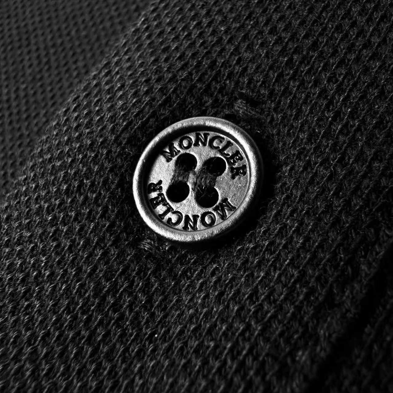 Moncler Black Logo Cotton Piquet Polo - DesignerGu