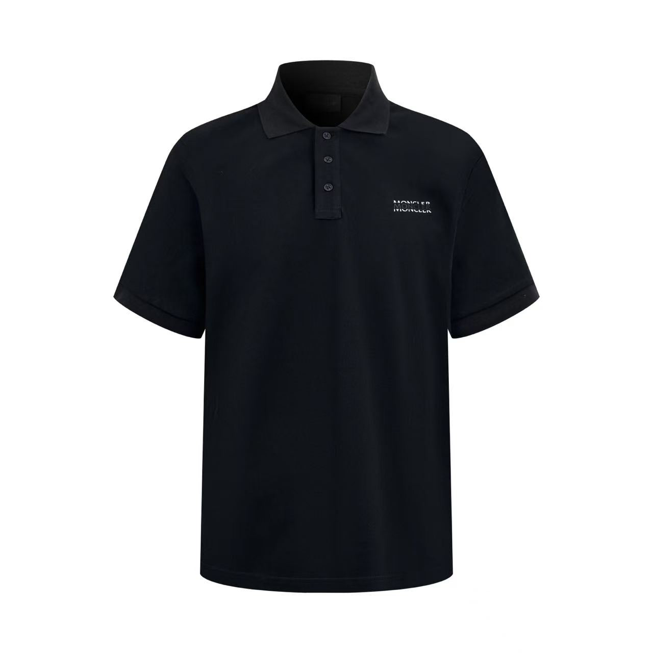 Moncler Black Logo Cotton Piquet Polo - DesignerGu