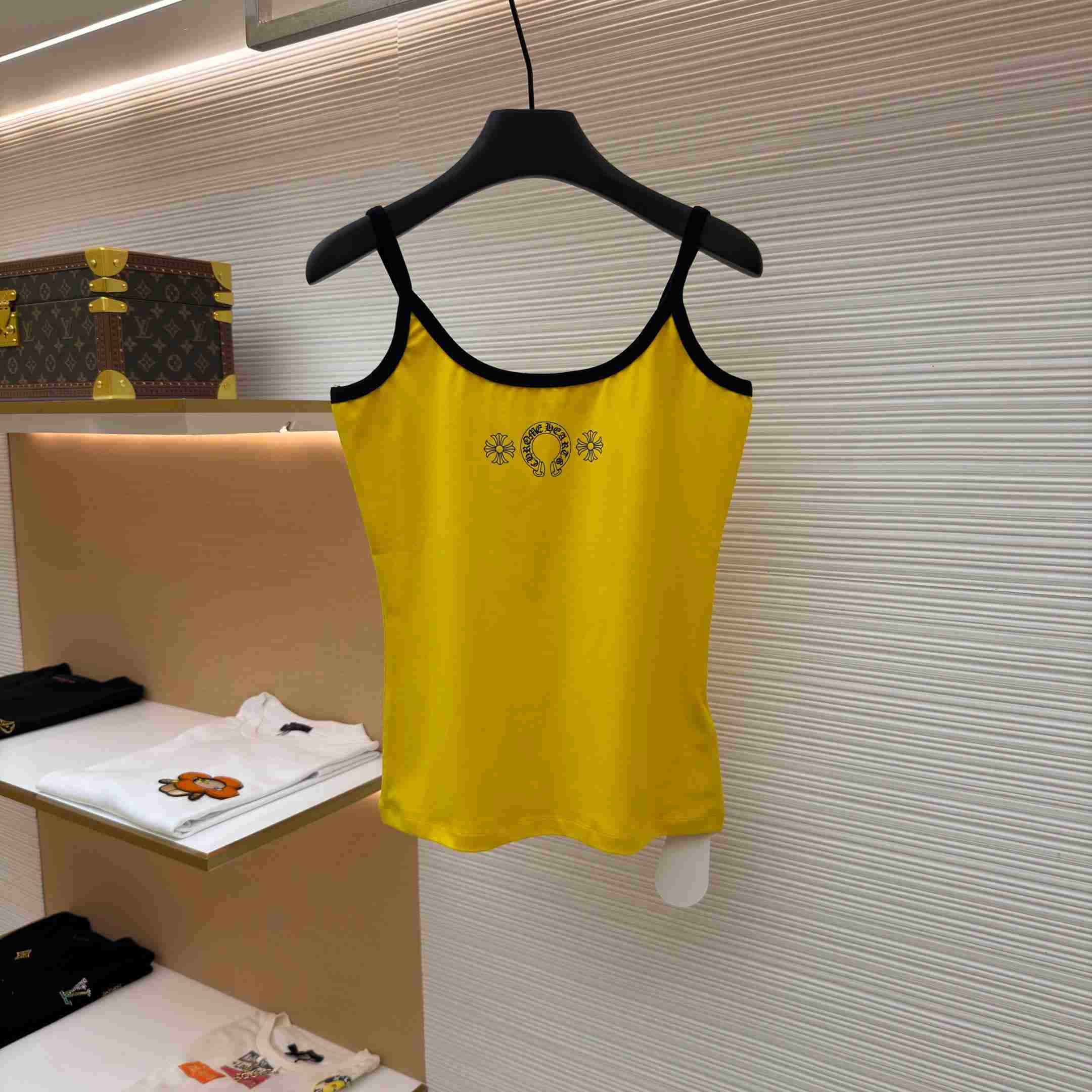 Chrome Hearts Roller Skates Yellow&Black Horseshoe Tank Top - DesignerGu