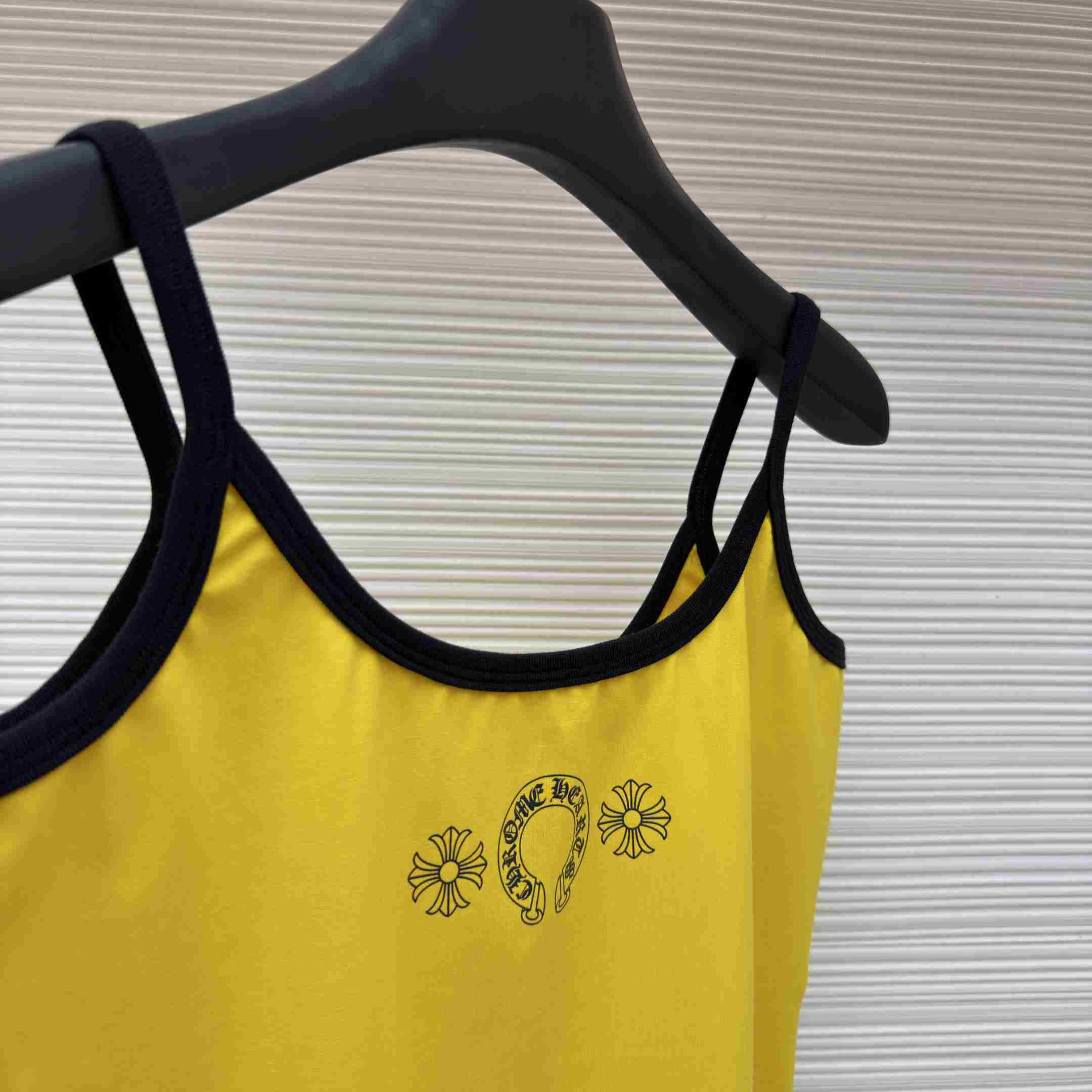 Chrome Hearts Roller Skates Yellow&Black Horseshoe Tank Top - DesignerGu