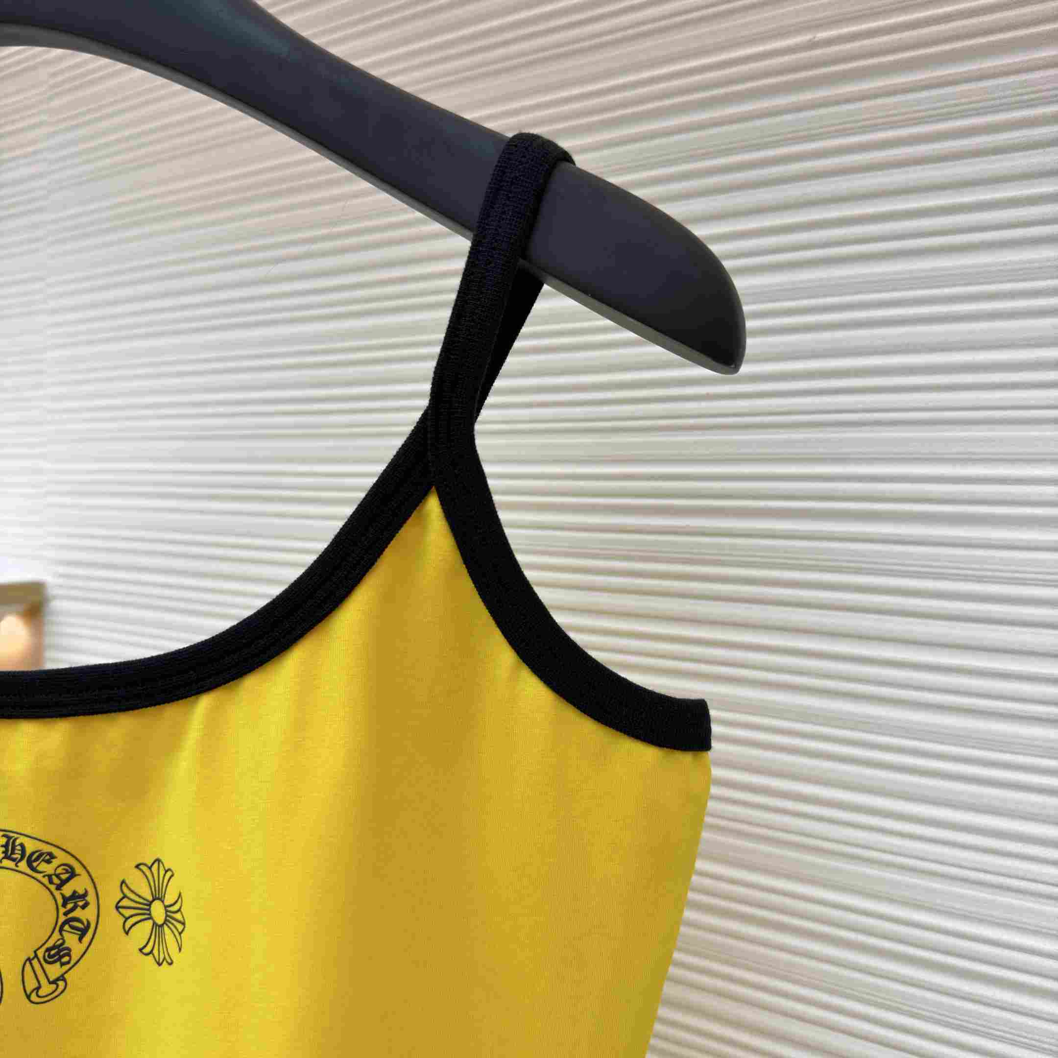 Chrome Hearts Roller Skates Yellow&Black Horseshoe Tank Top - DesignerGu