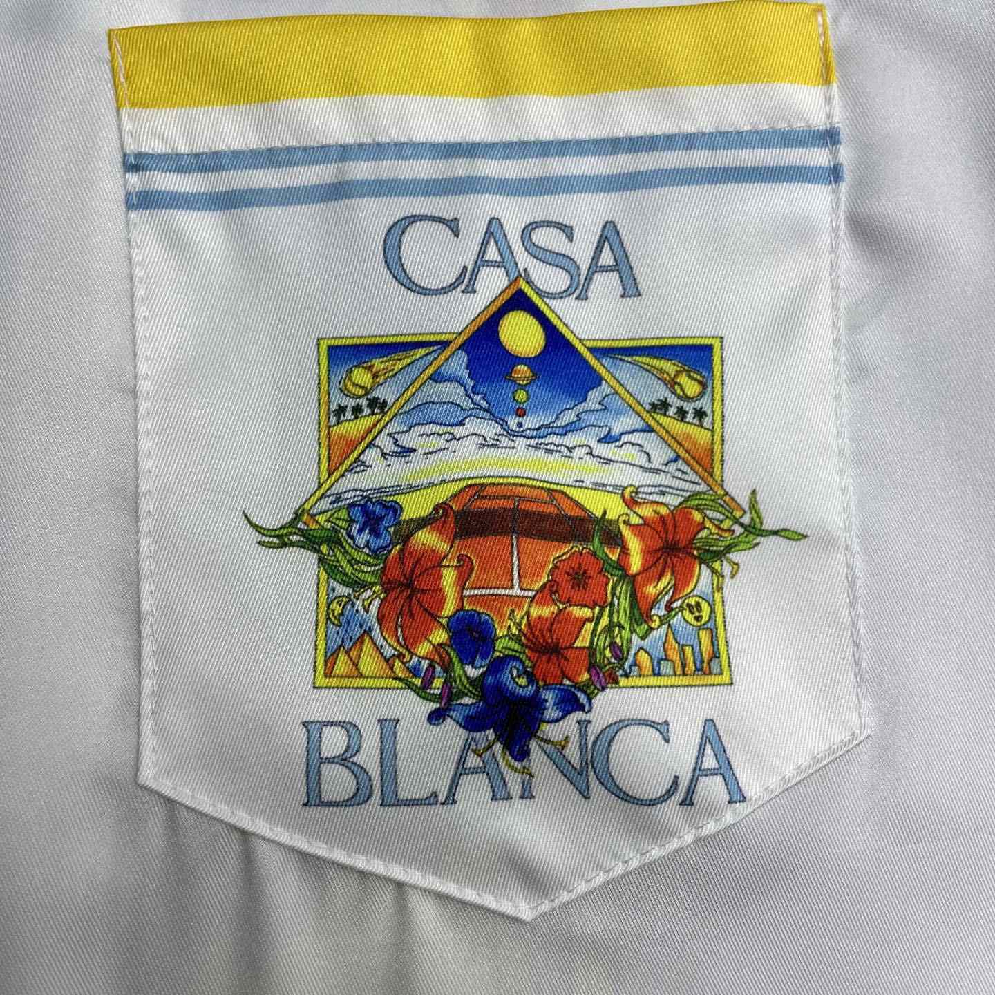 Casablanca White Tennis Landscape Short Sleeve Silk Shirt CA3588 - DesignerGu
