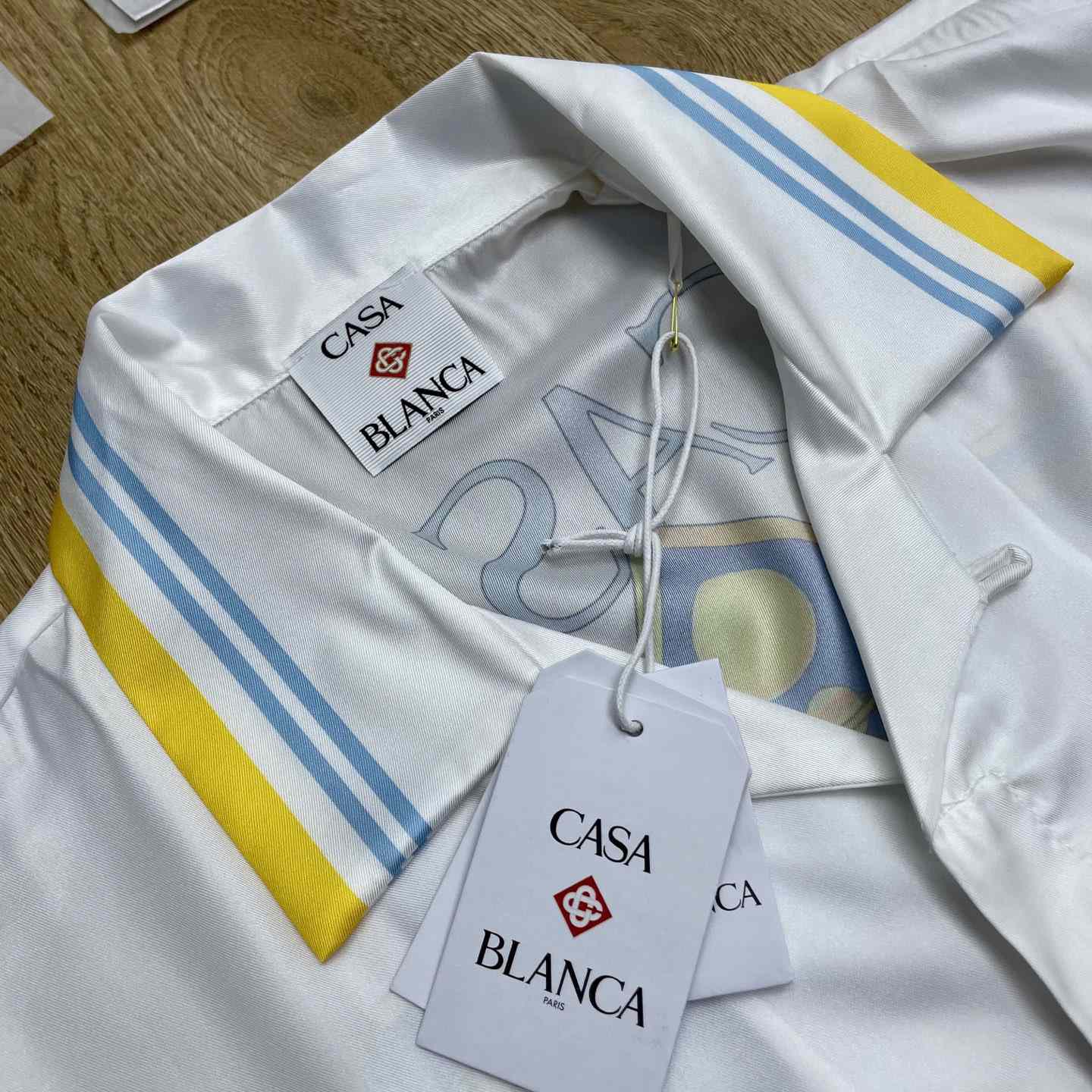 Casablanca White Tennis Landscape Short Sleeve Silk Shirt CA3588 - DesignerGu