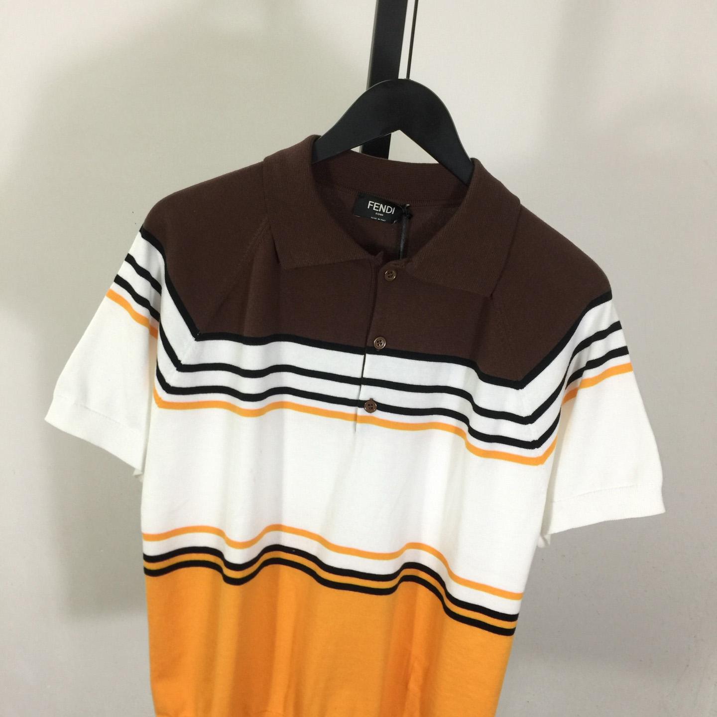 Fendi Multicolor Striped Viscose Polo Shirt - DesignerGu