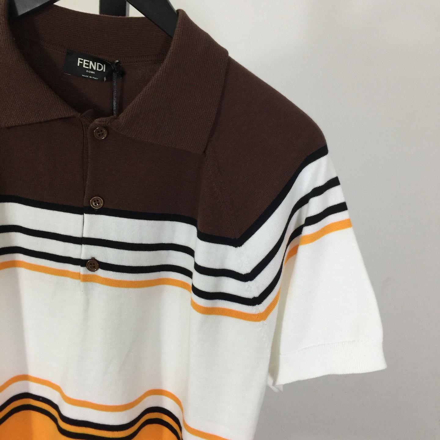 Fendi Multicolor Striped Viscose Polo Shirt - DesignerGu