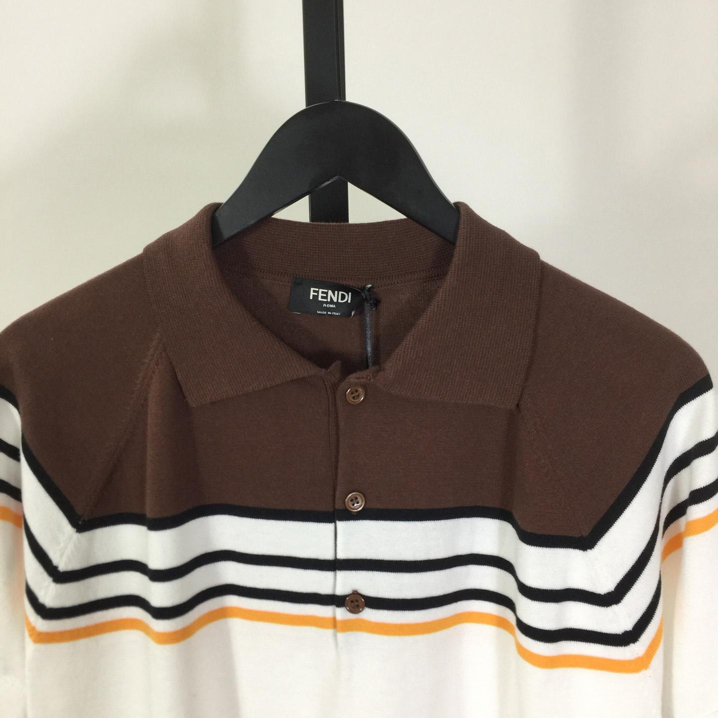 Fendi Multicolor Striped Viscose Polo Shirt - DesignerGu