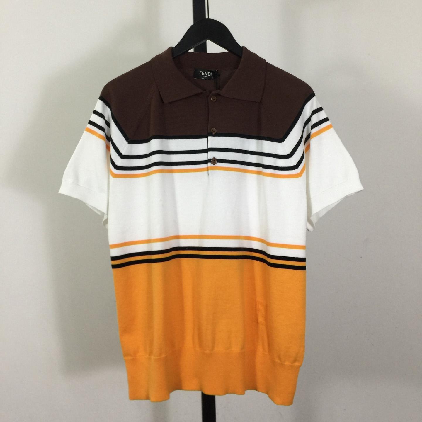 Fendi Multicolor Striped Viscose Polo Shirt - DesignerGu