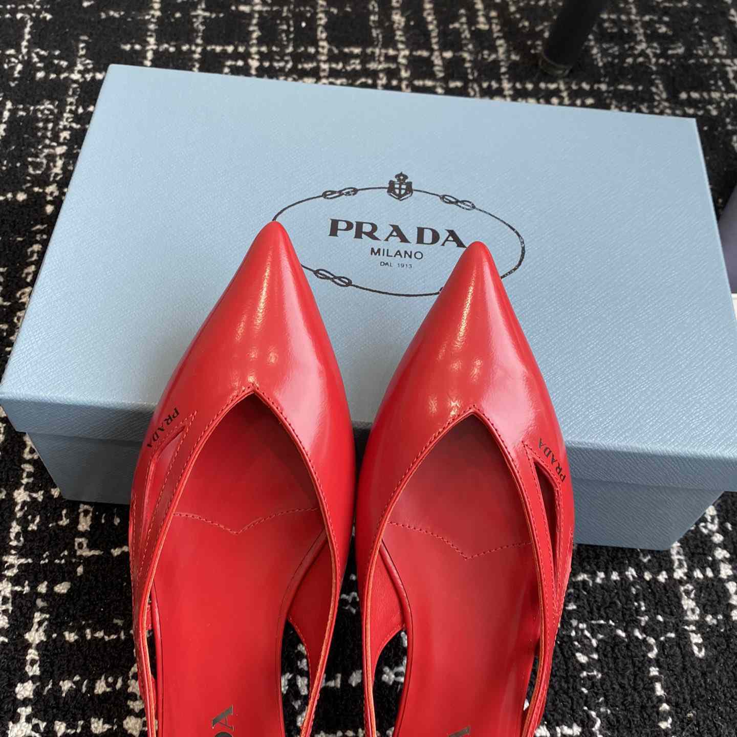 Prada Leather Cutout Ballerina Shoes - DesignerGu