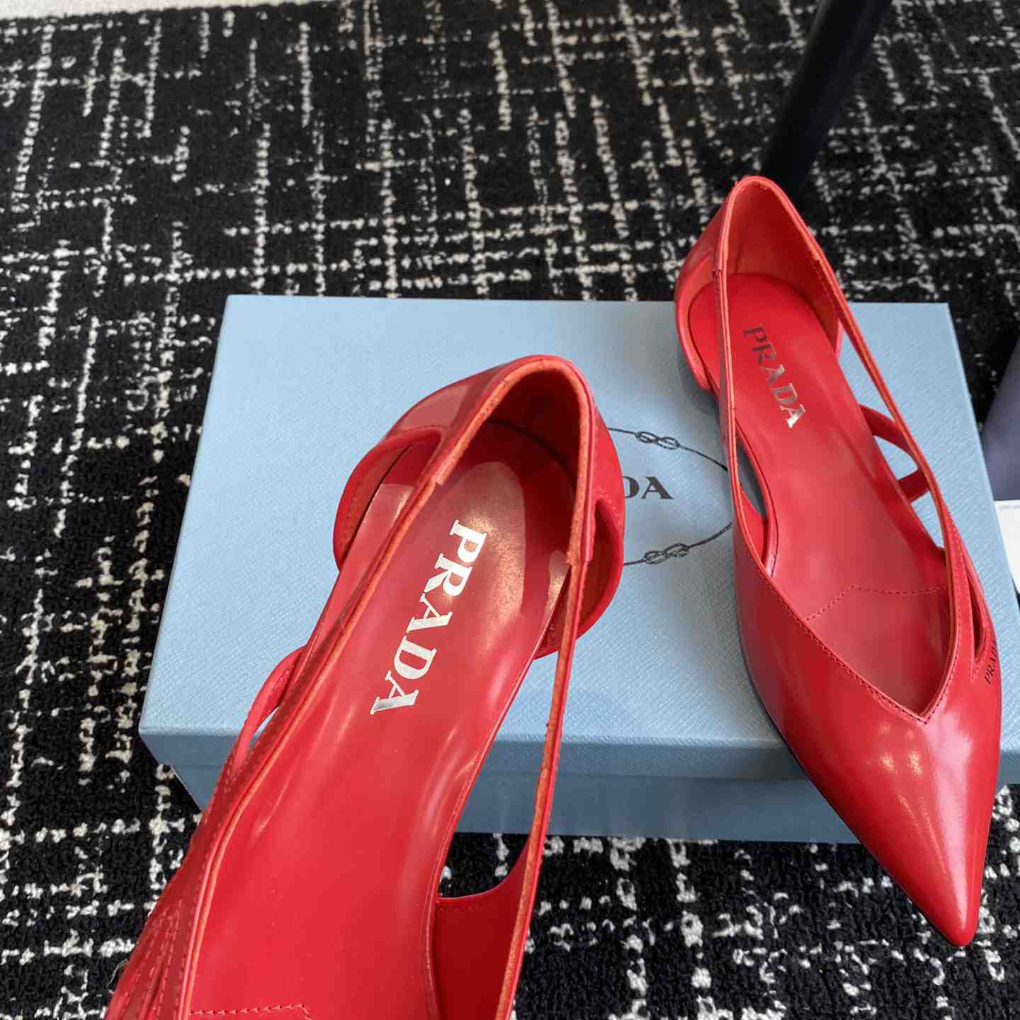 Prada Leather Cutout Ballerina Shoes - DesignerGu