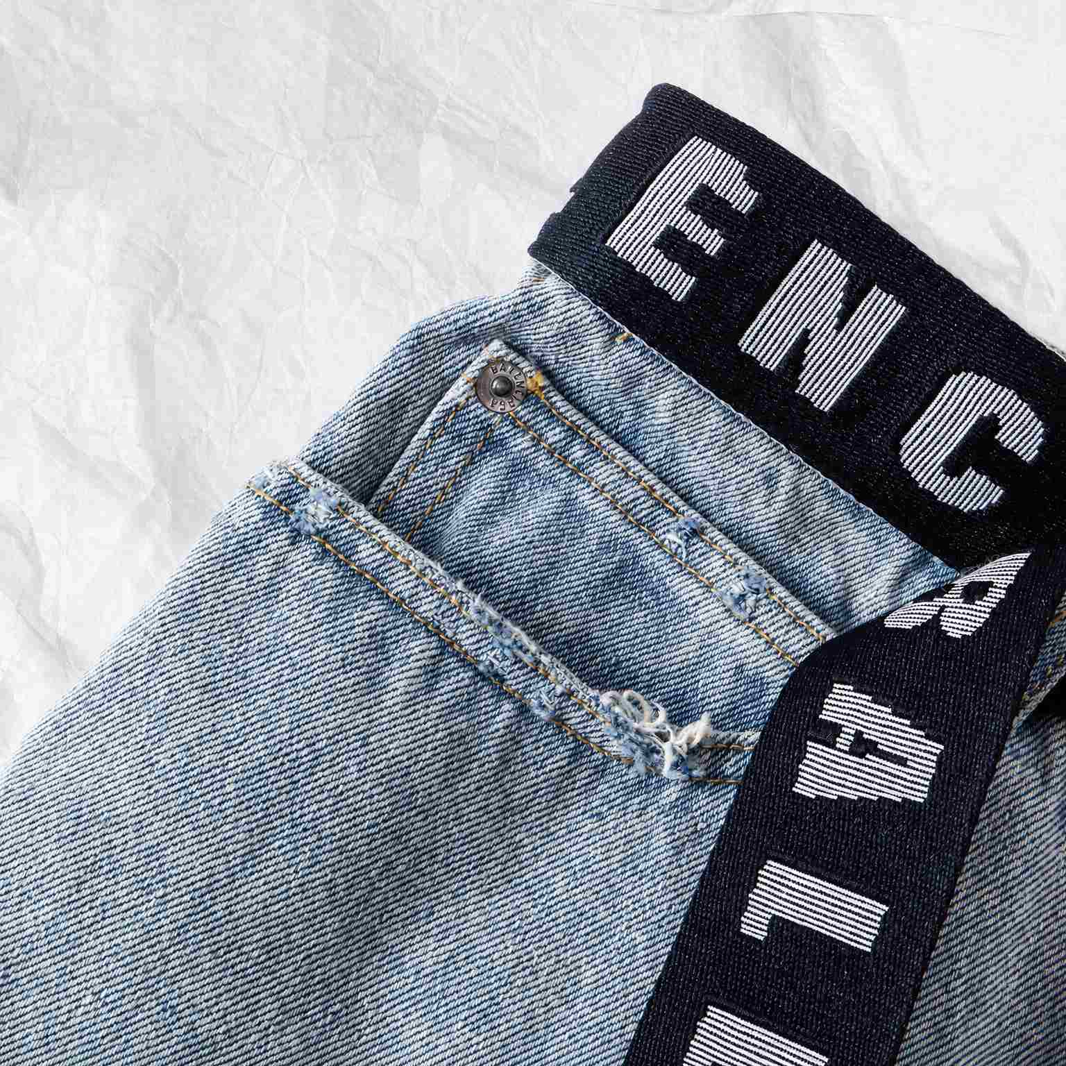 Balenciaga Belted Shorts In Light Blue - DesignerGu